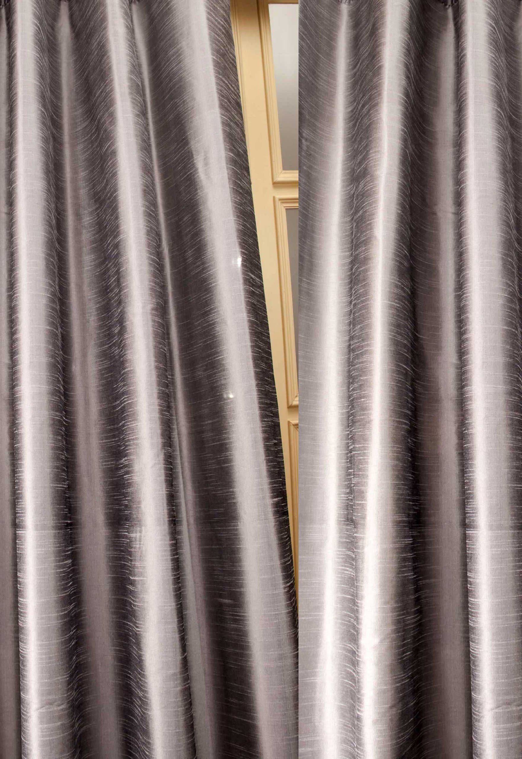 Metallic Tone raw Faux Silk Curtain/Panel/Drape (Silver Gray, 52" W X 108" L)
