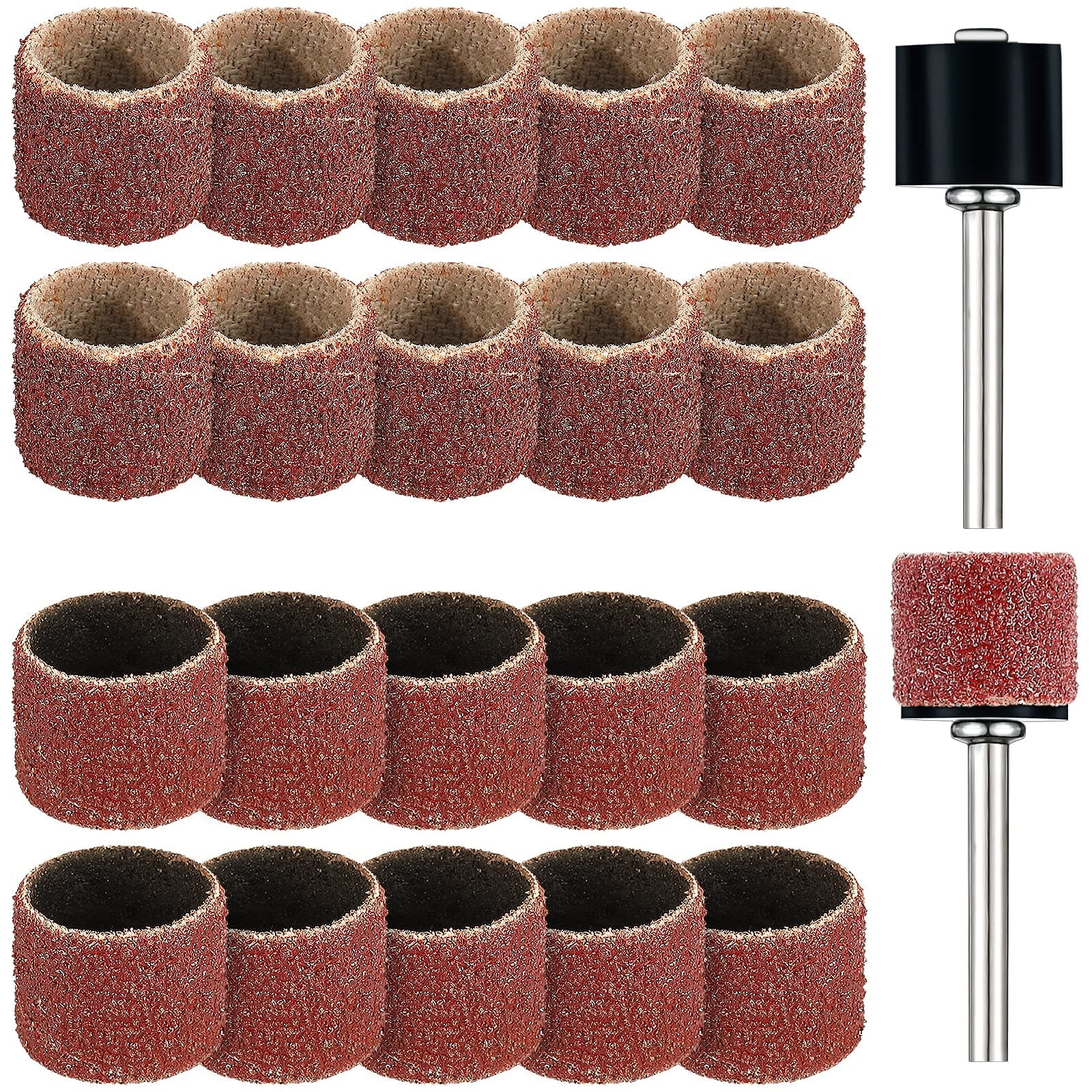22 Pet Nail Grinder Replacement Kit with Grit Sanding Bands Pet Smoother Claw Care Black Grinding Drums Dog Nail Grinder Replacement Dog Claw Grooming Supplies(1/2 Inch 60 Grit and 100 Grit)