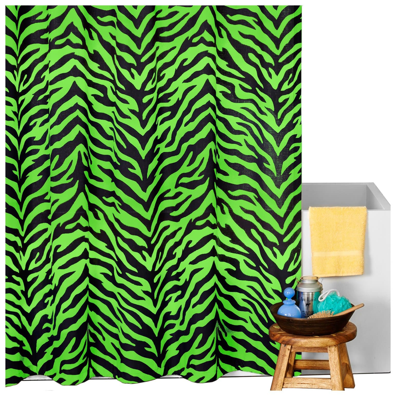 Karin Maki Zebra Shower Curtain, Lime