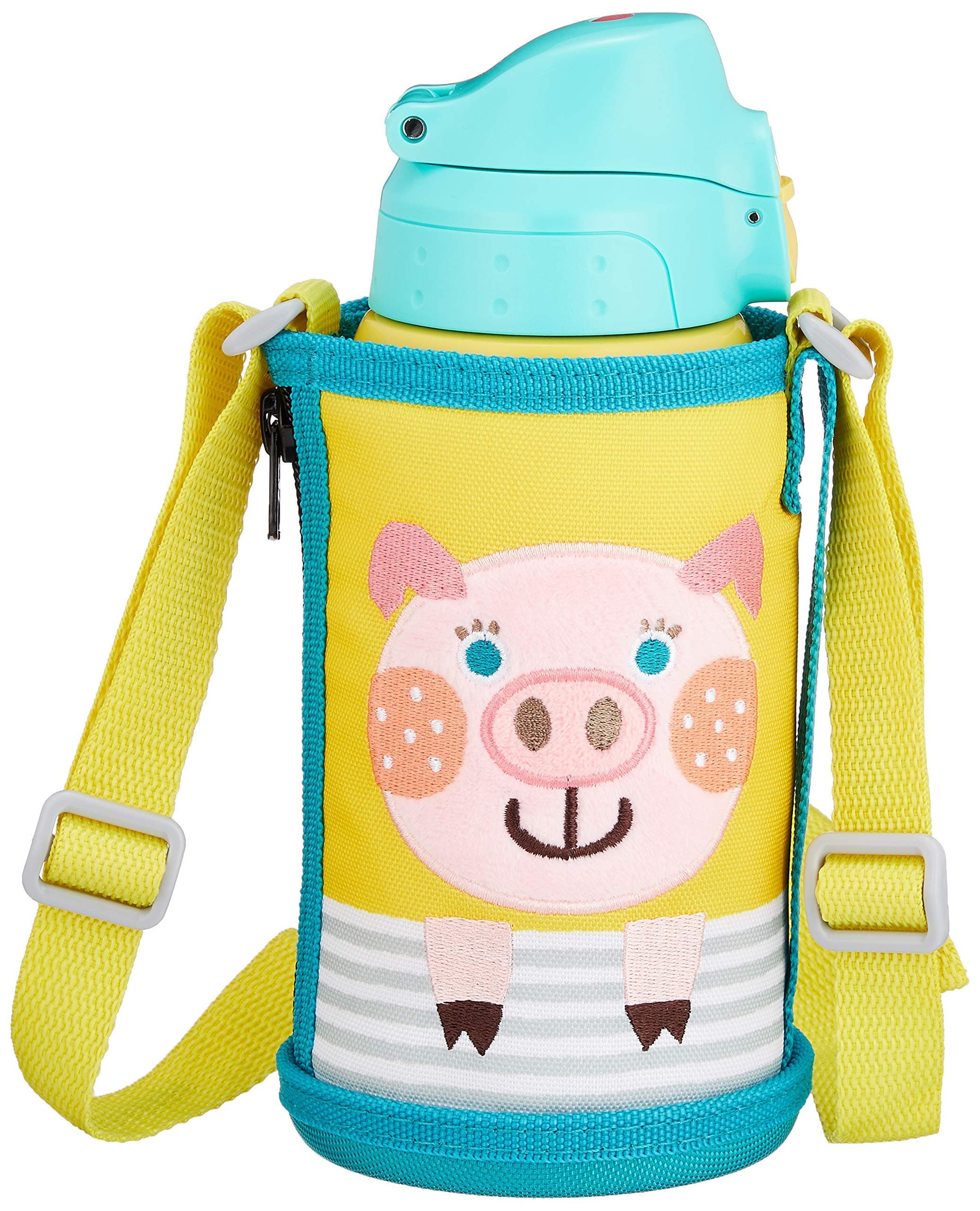 TigerWater Bottle 20.4 fl. oz. (600 mL) Direct Drinking with Cup 2-Way Stainless Bottle with Pouch Sahara Koro-Pok-Guru Pig MBR-B06G-YP Tiger