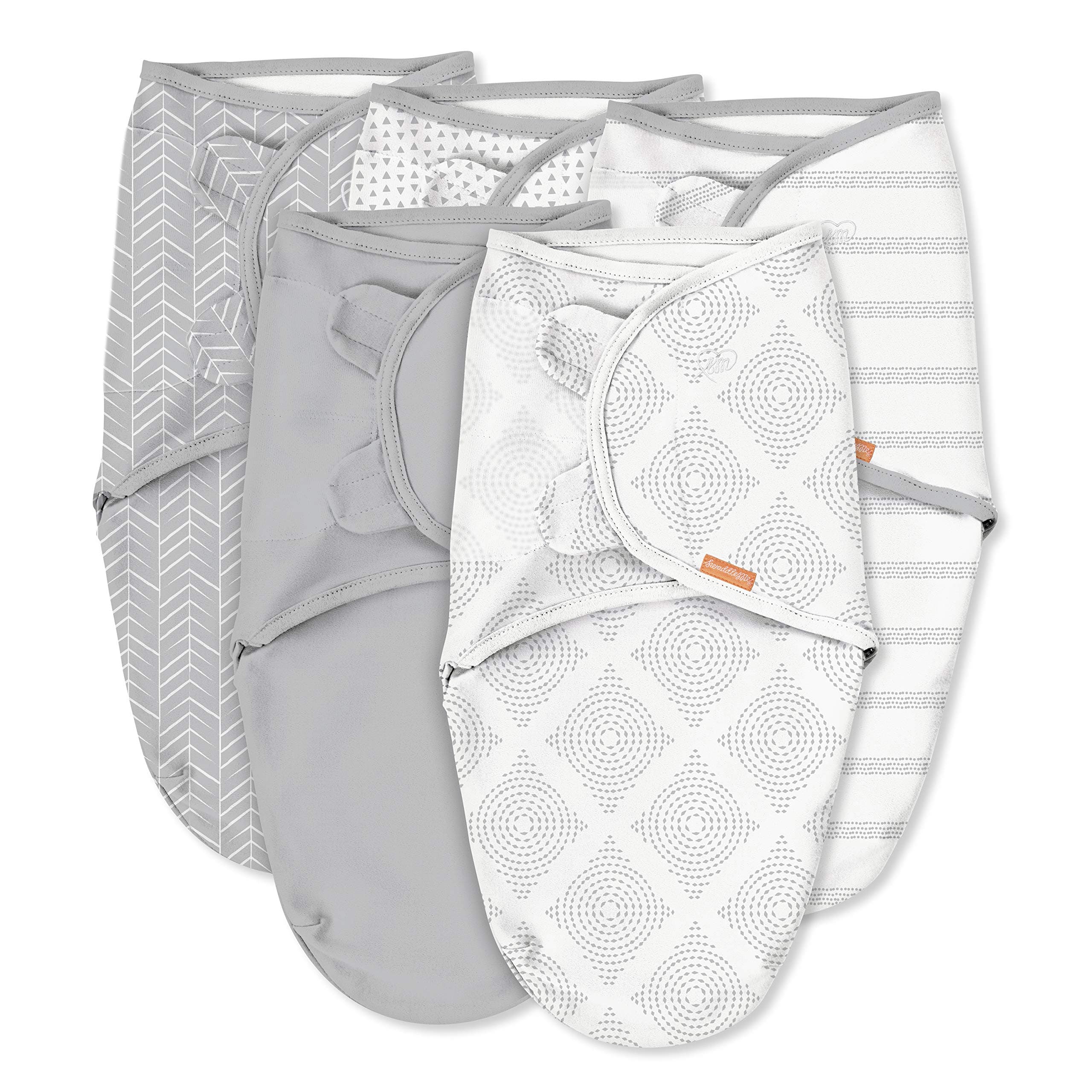 SwaddleMe Original Swaddle – Size Small, 0-3 Months, 5-Pack (Grays for Days )