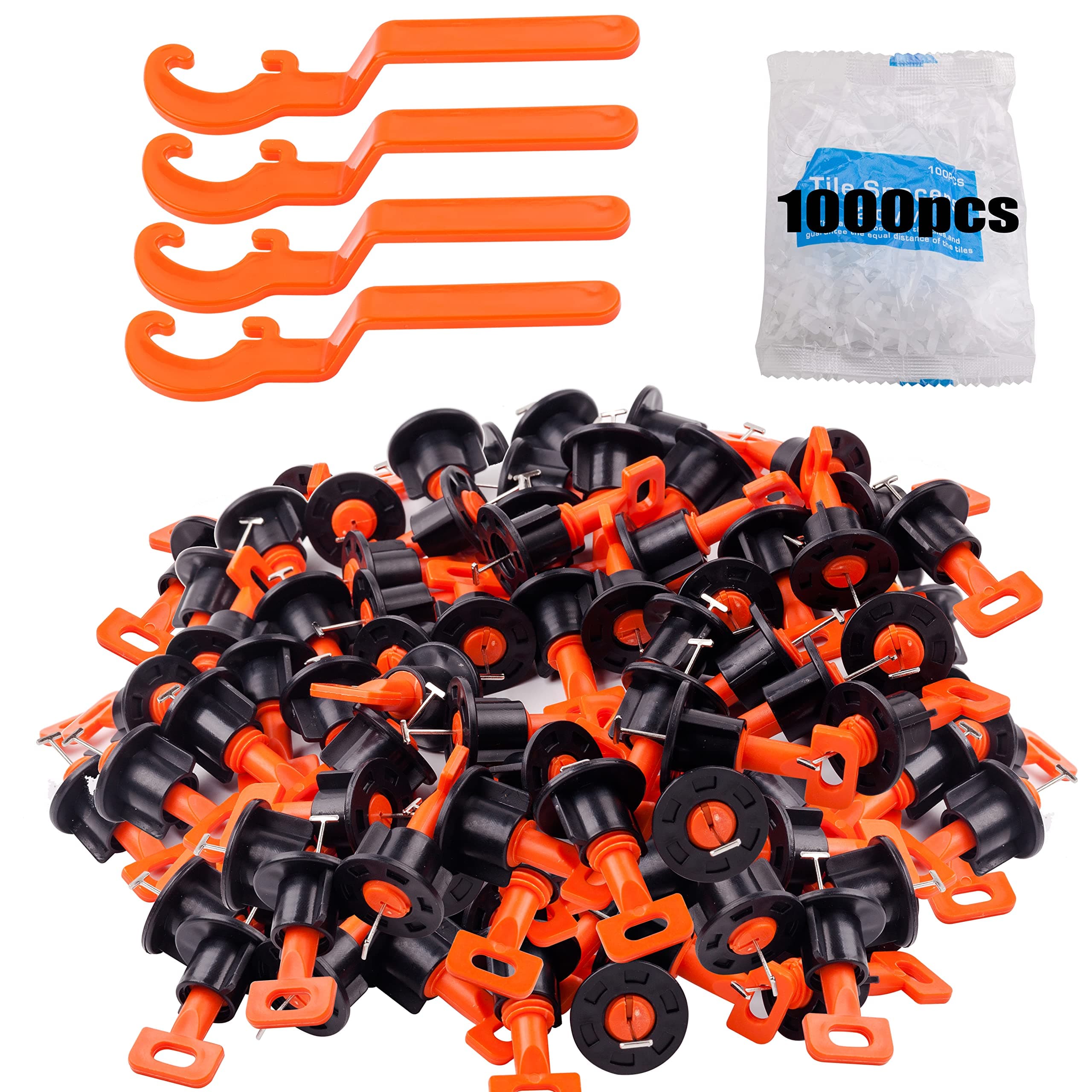 Tile Leveling System Kit with 200pcs Tile Leveler Spacers & 4 Special Wrenches & 1000pcs 2mm Tile Spacers…