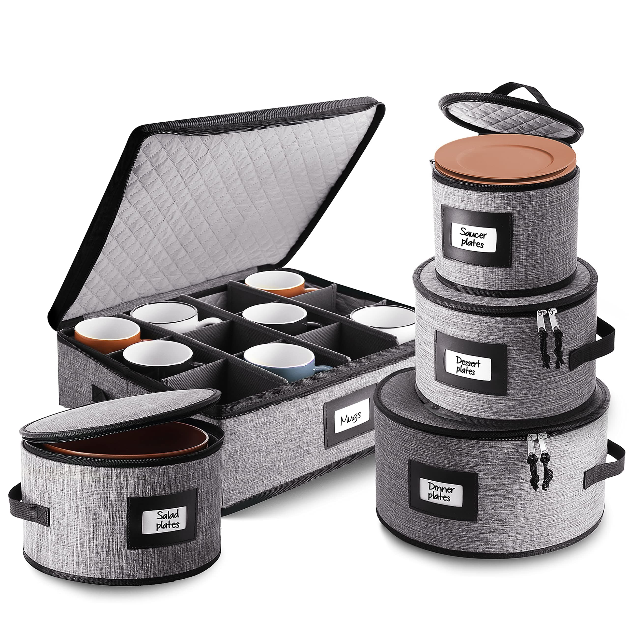 STORAGEBUD Dinnerware Hard Shell Cover - Set of 5