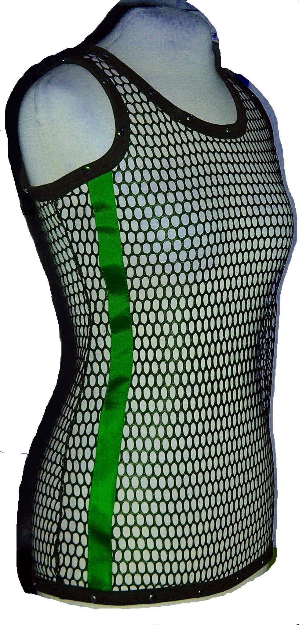 Mesh Top with Studs Dark Green Stripe Unisex S/m M/l Free Shipping USA