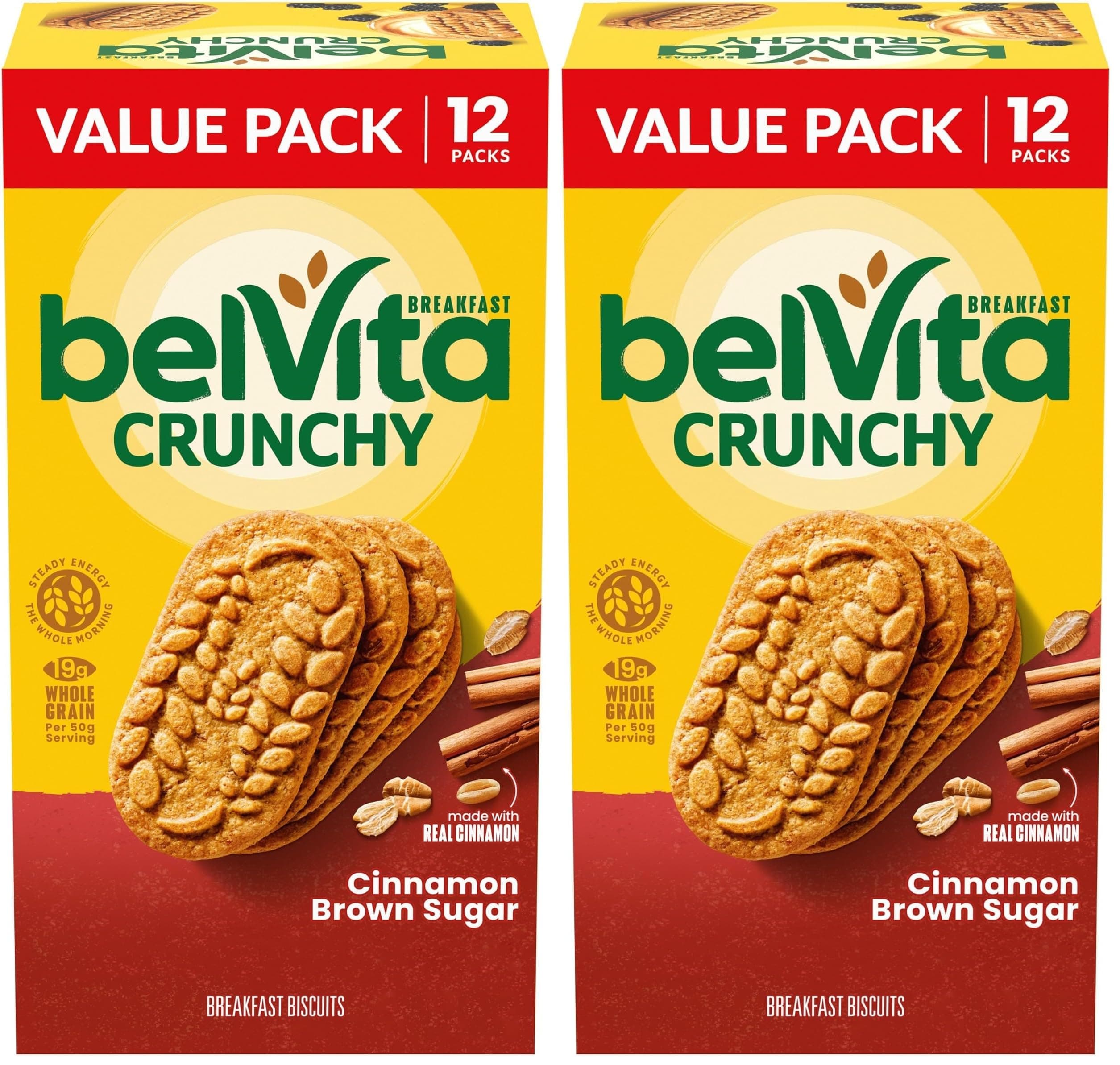 belVita Cinnamon Brown Sugar Breakfast Biscuits, Value Pack, 24 Packs (4 Biscuits Per Pack)