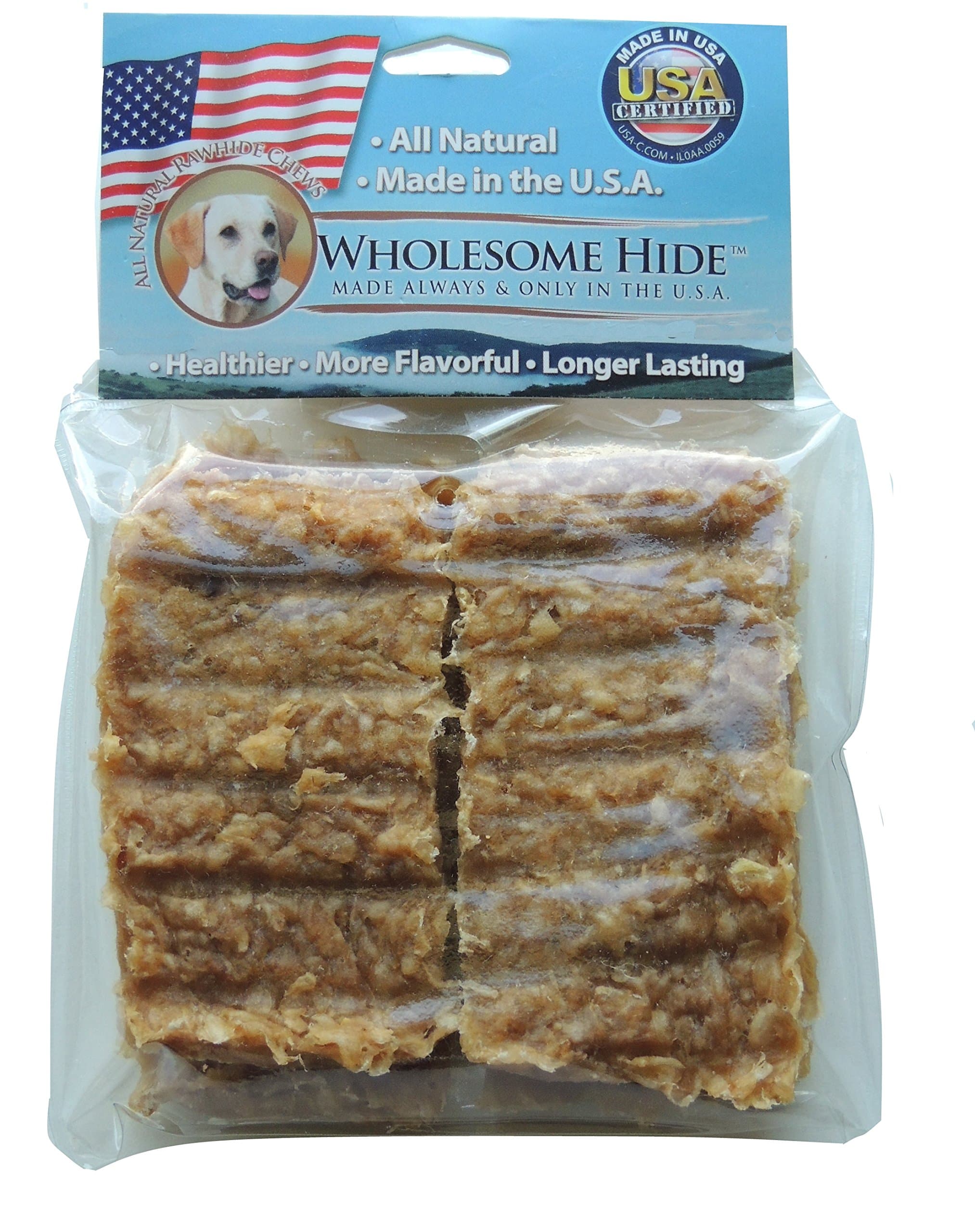 Wholesome Hide - Rawhide Jerky Bars - Made with Real Chicken - 4 Bars - Good for Training OR Every Day Treats