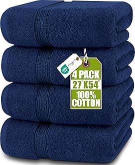 Utopia Towels - Bath Towels Set, Navy- Premium 600 GSM 100% Ring Spun Cotton - Quick Dry, Highly Absorbent, Soft Feel Towels, Perfect for Daily Use (4-Pack)