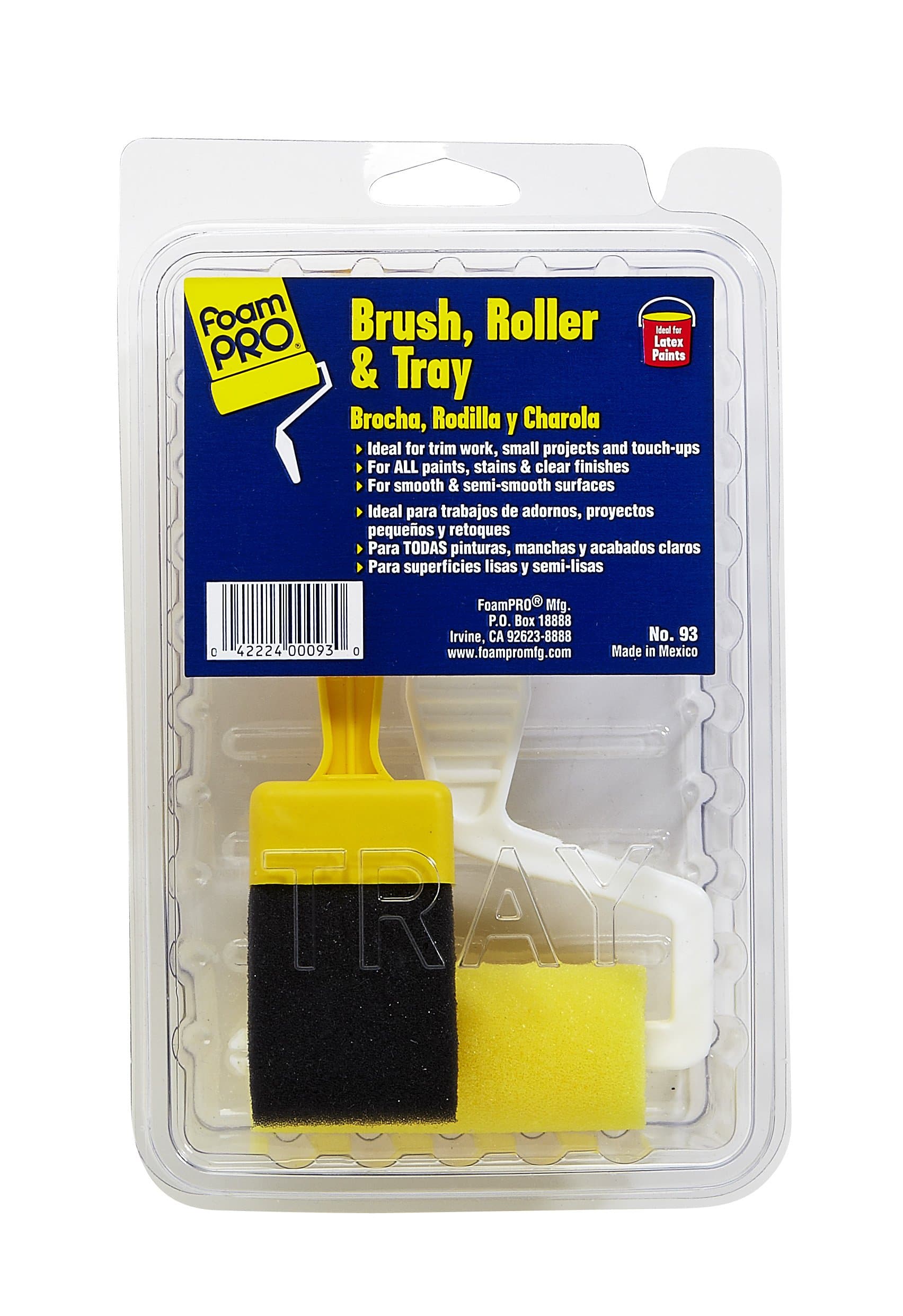 FoamPRO 93, Roller & Tray Kit Paint Roller & Paint Brush, 3"
