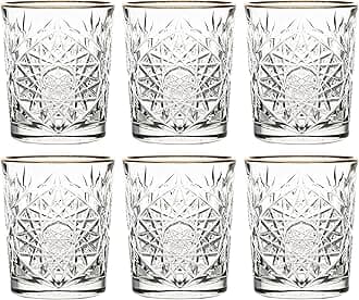 Libbey Drinking Glass Hobstar Gold Rim - 355 ml / 35,5 cl - Pack of 6 - Vintage Design - Gold Rim
