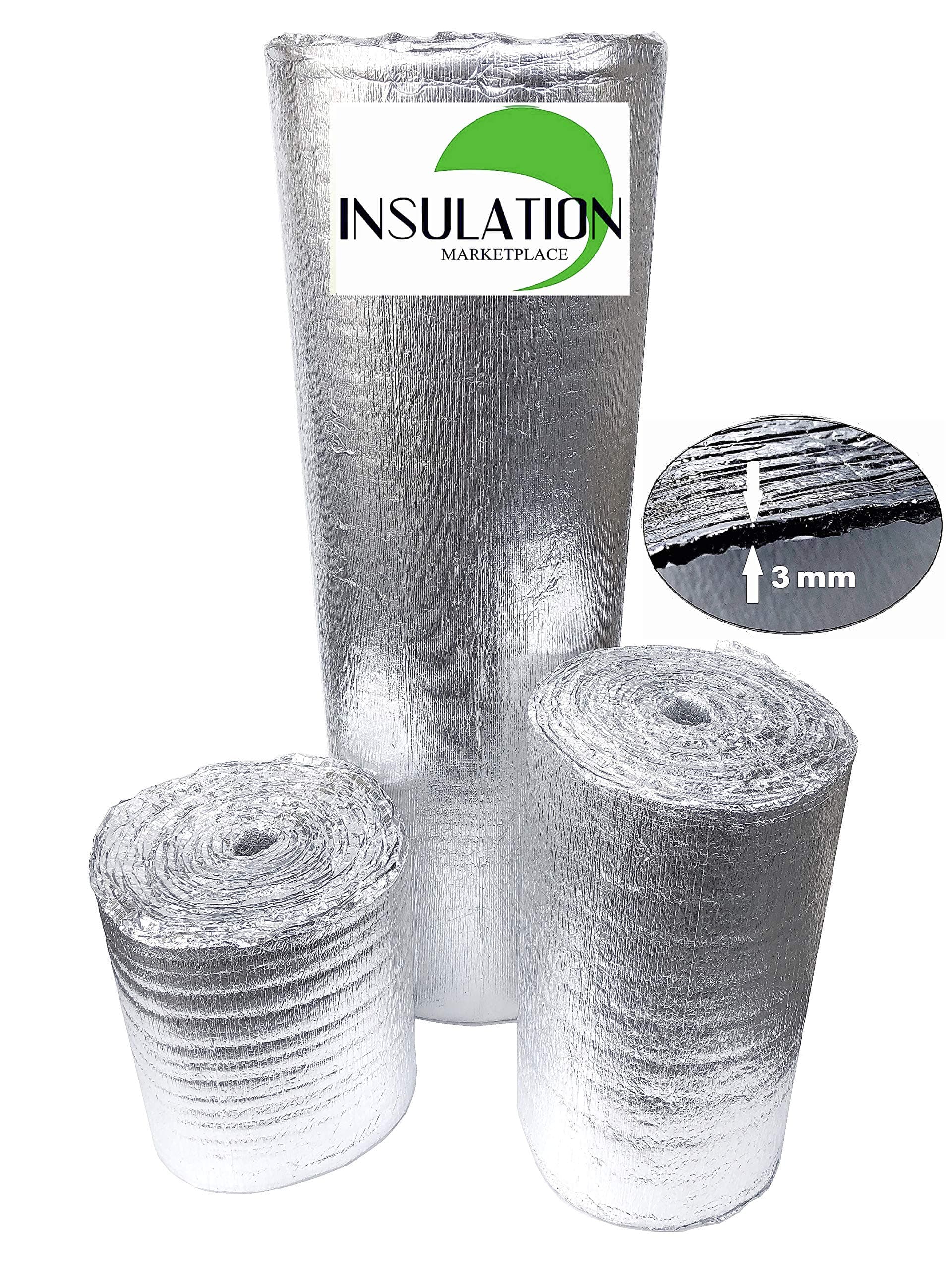 SmartSHIELD -3mm 48"x100Ft Reflective Insulation roll, Foam Core Radiant Barrier, Thermal Insulation Shield, Commercial Grade - Pure Aluminum