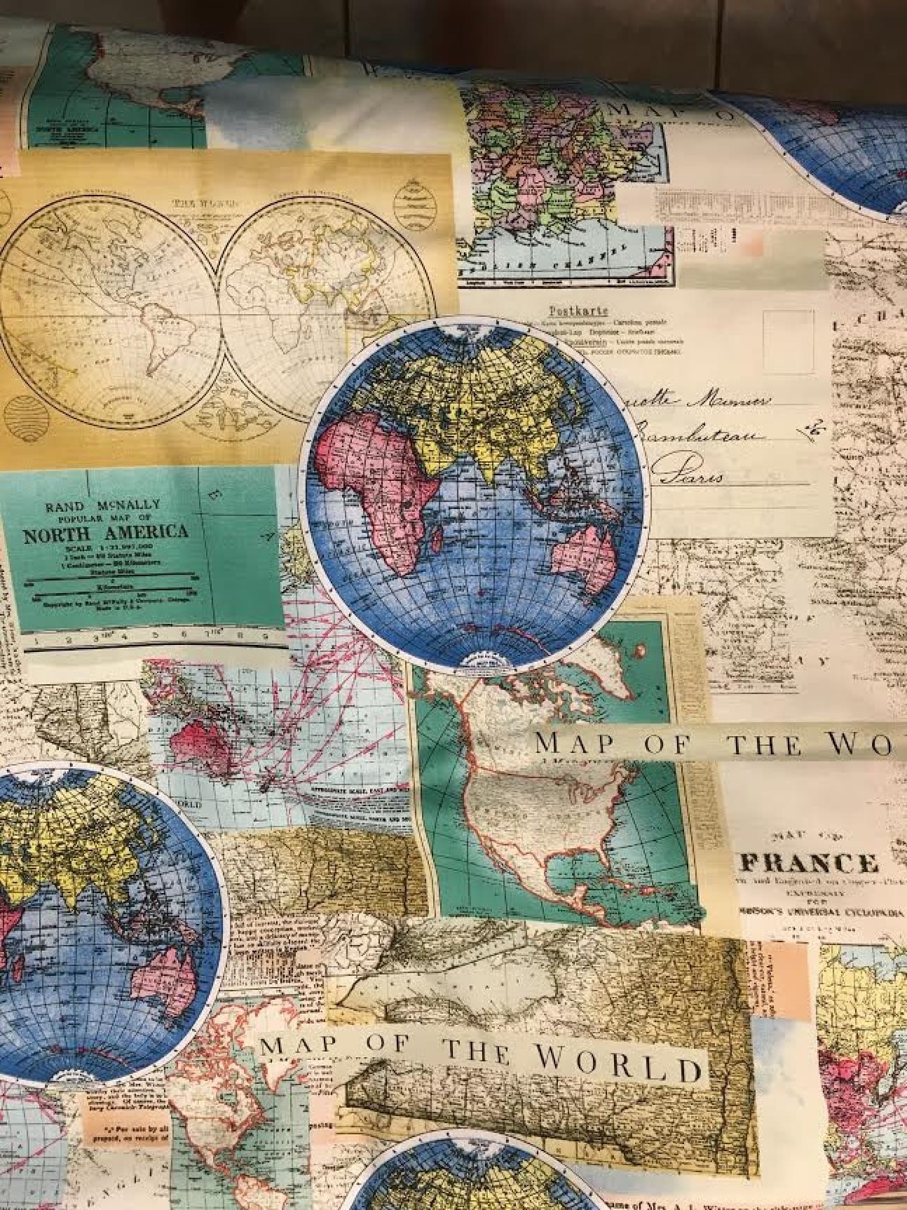 Rand McNally ~ World Map ~ Maps ~ Globe ~ Cotton Fabric by the Yard (MAPS)