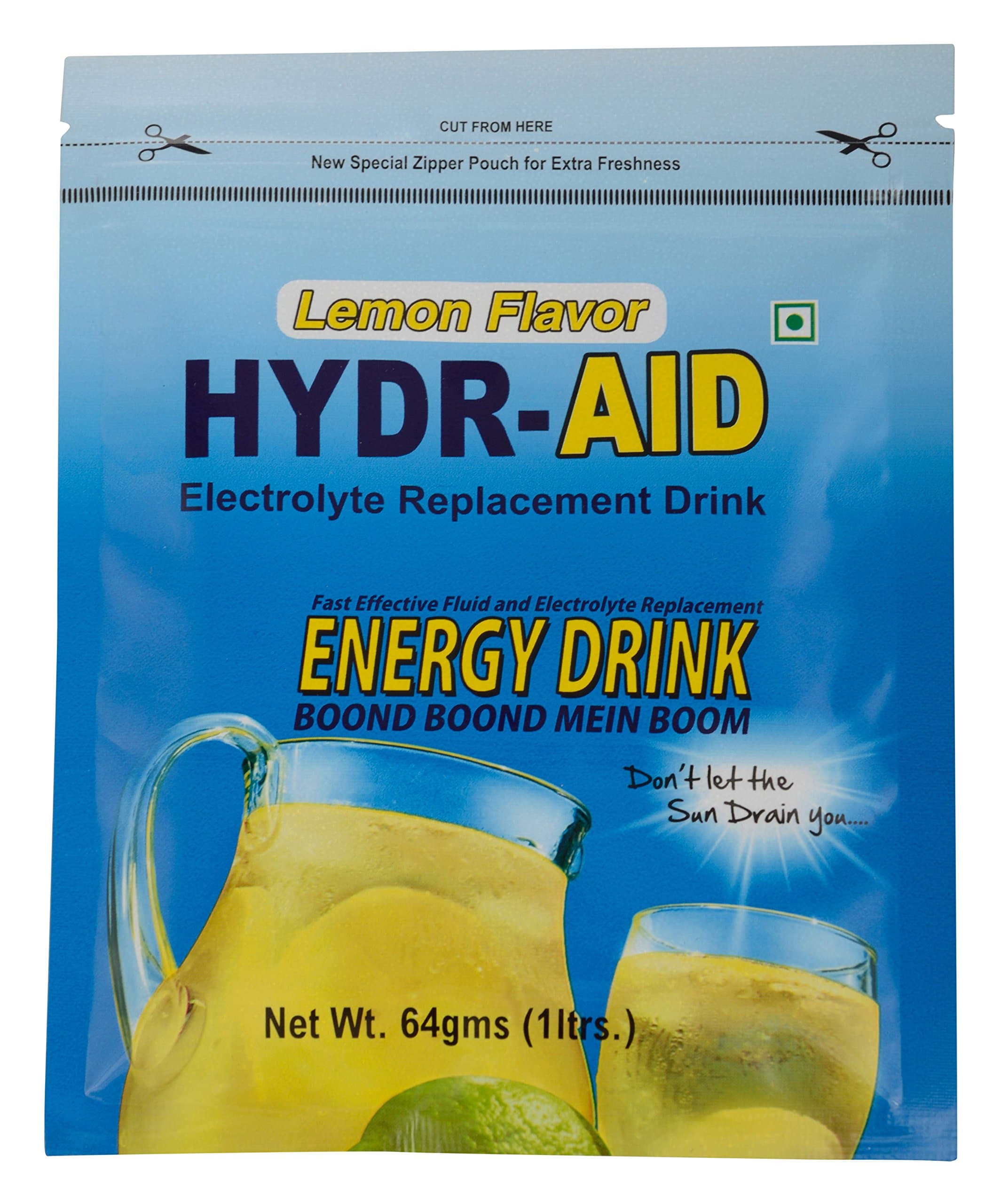 HYDR-AID Electrolyte Replacement Energy Drink - 64 g (Lemon, Pack of 6)