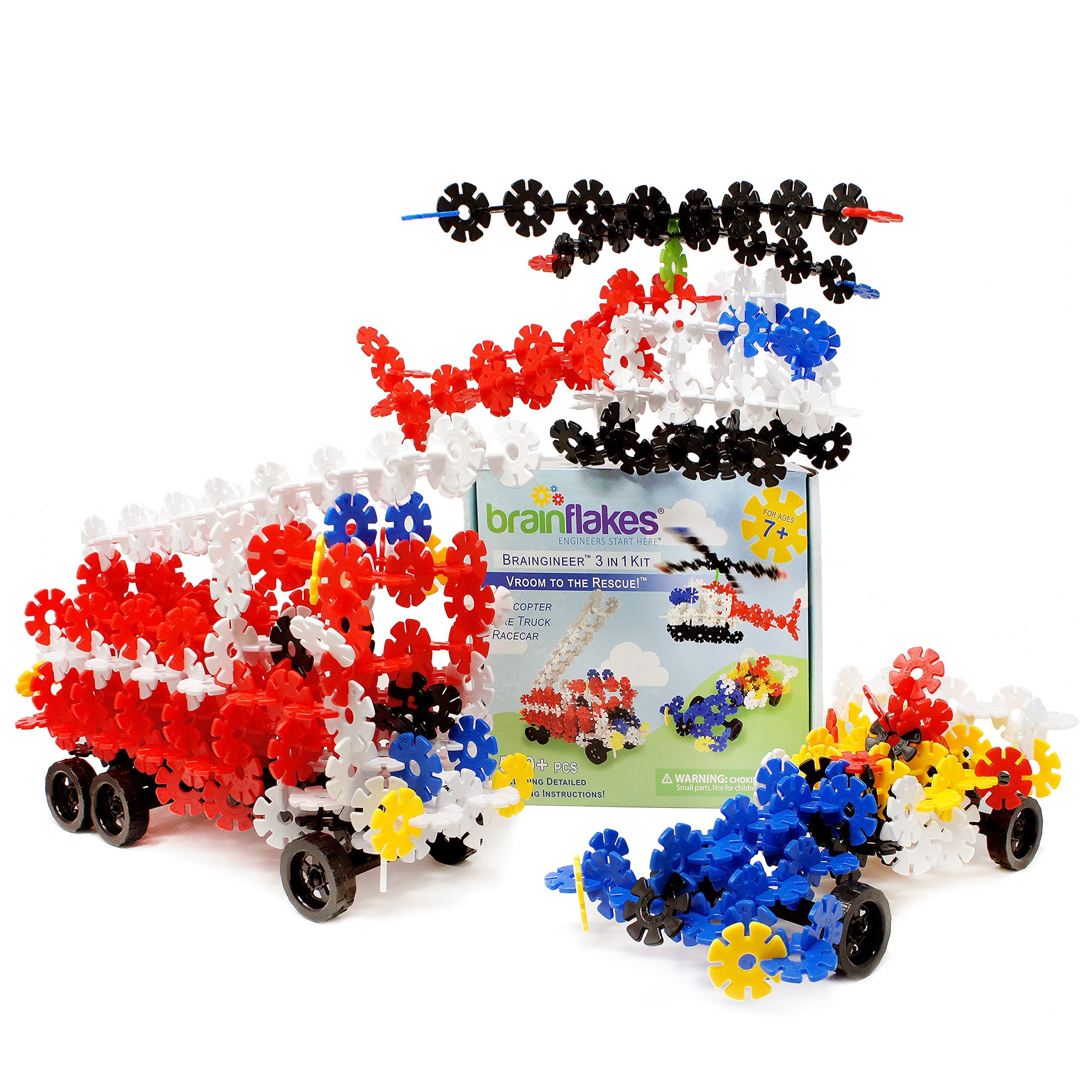 – Brain Flakes VIAHART Building Kit with Detailed Step by Step Instructions! | 580+ PCS to Build All 3 Vehicles! | Wheel Pieces & Special Parts are Included! | Ages 7+