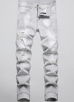 JUNBAOSS Men's Slim Fit Jeans Stretch Ripped Skinny Jeans for Men, Fashion Straight Leg Comfort Flex Waist Casual Pants