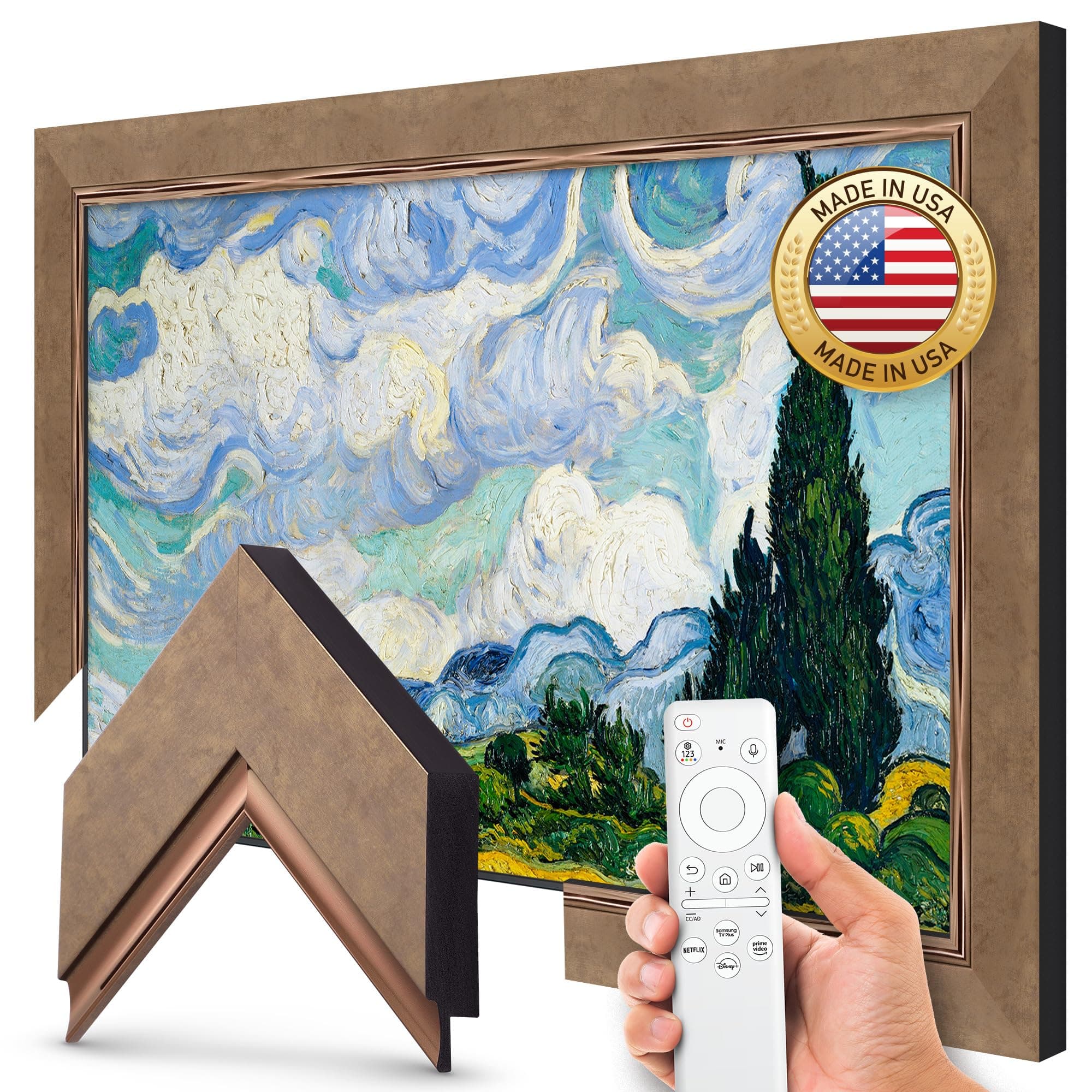 Contemporary Bronze 65" Premiere Deco TV Frame - Compatible ONLY with Samsung The Frame TV and Pro TVs (Fits 2021-2026, LS03A, LS03B,LS03C,LS03D,LS03FA,LS03FW)
