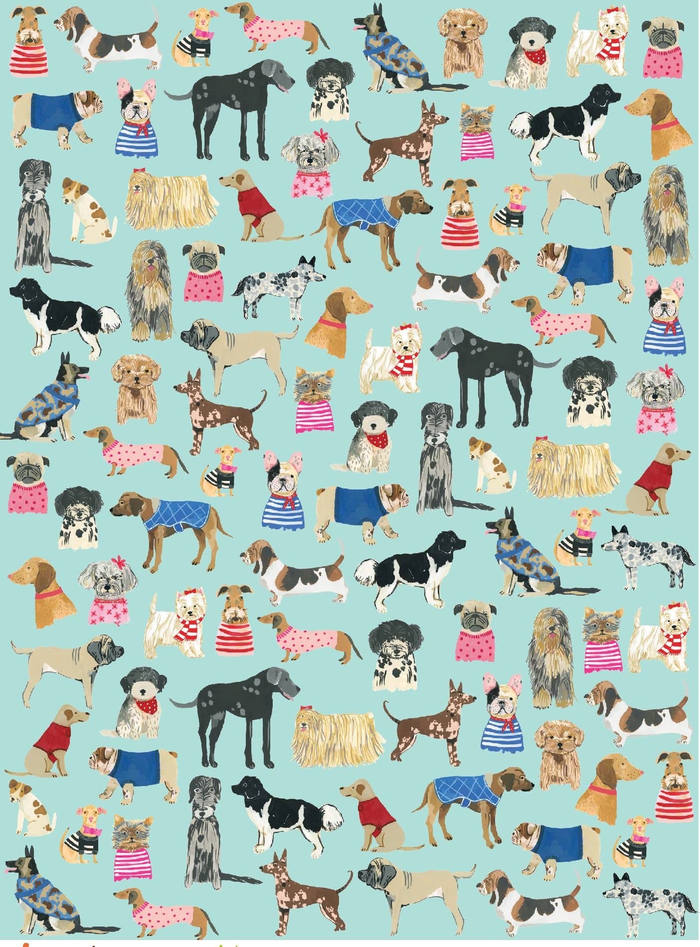 Ecojot Cool Canines Rolled Gift Wrapping Paper 2 Sheets of 19.5 Inches X 27.5 Inches