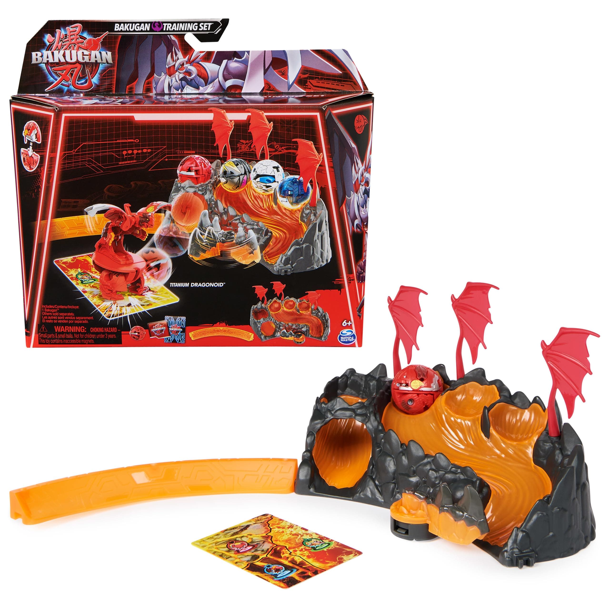 3.0 Training Set with Core Ball Titanium Dragonoid from the Dragon Clan, Training Landscape with Individually Assembled Action Figure and Trading Cards, for Children from 6 Years
