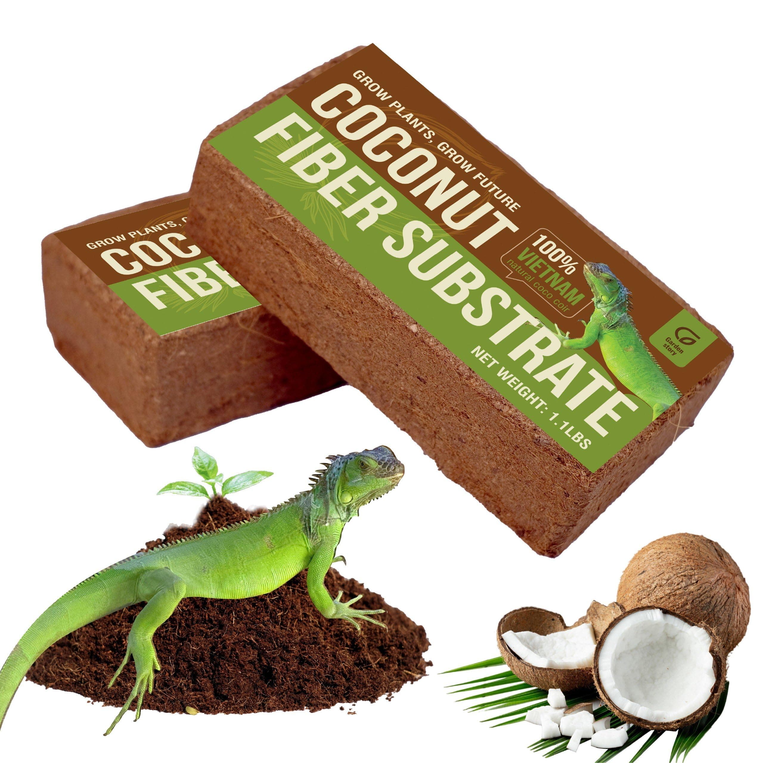 2Pcs (16 Quart) Coco Coir Brick for Reptiles, Reptile Bedding, Low EC & Balanced pH, Potting Soil, Seed Starting (Expanding 3 Gallons, 11L)