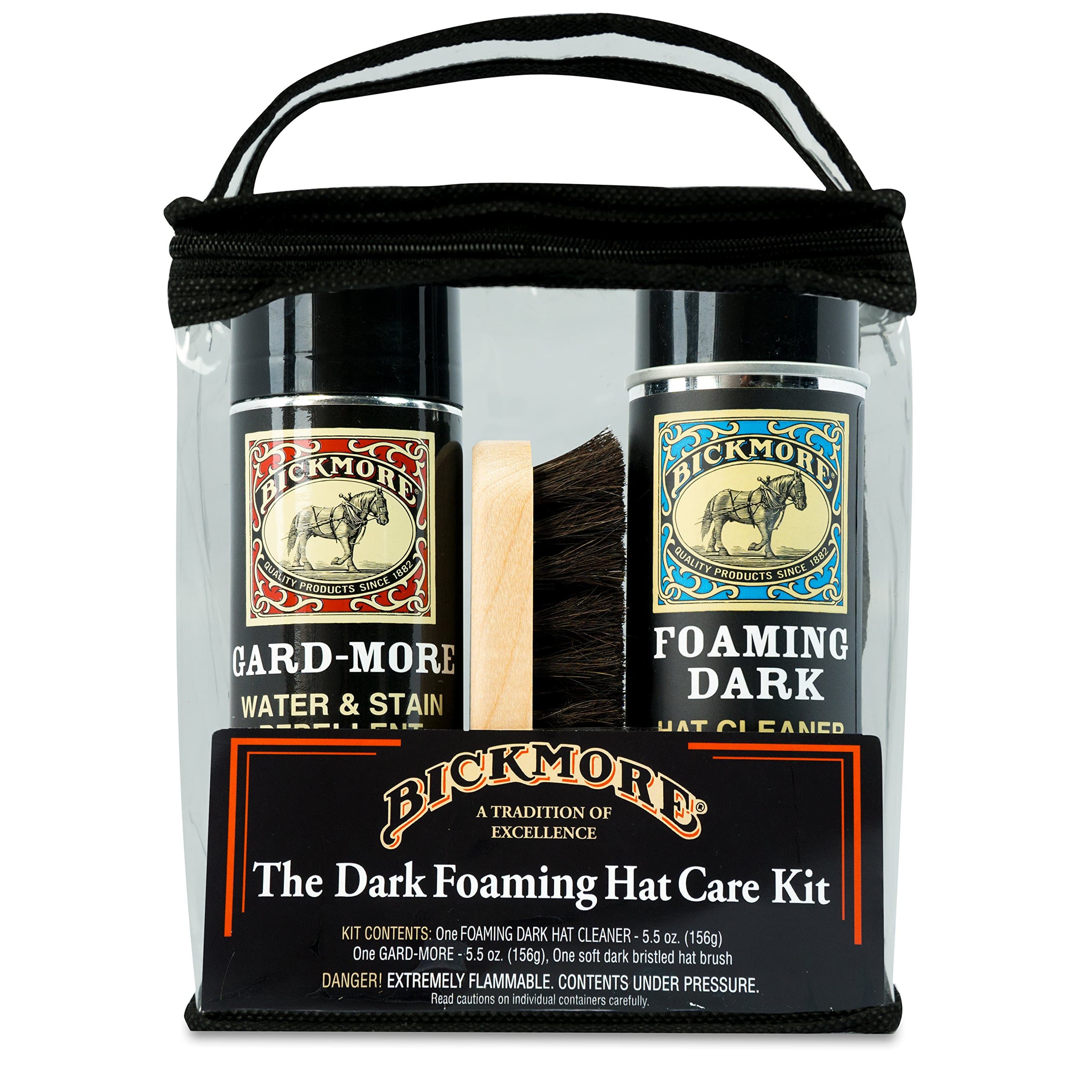 Bickmore Foaming Dark Hat Cleaner Kit - Remove Dirt, Dust, Fingerprints & Sweat Stains - Great for Fur - Felt Cowboy Hats, Baseball Hats, Fedoras, Sun Hats & More