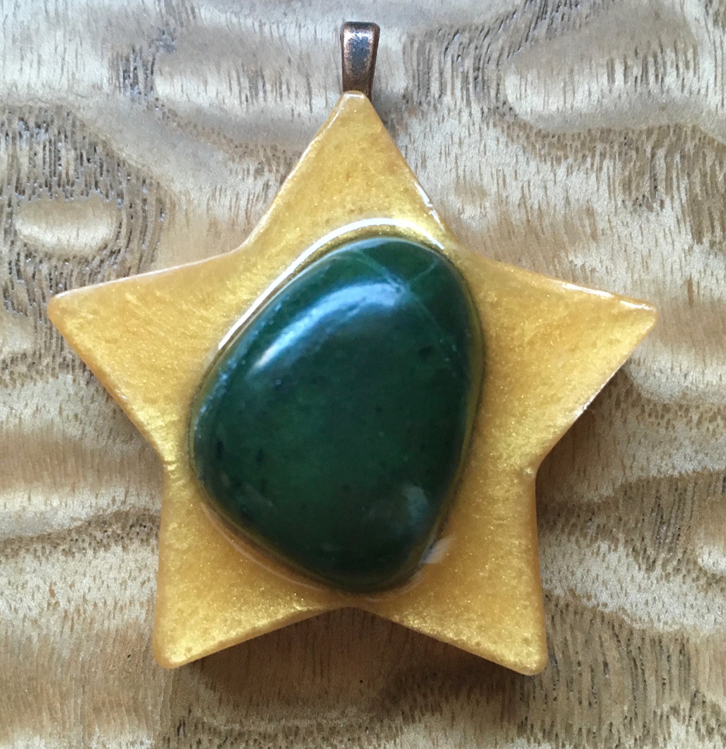 Jade Crystal Star Resin Pendant
