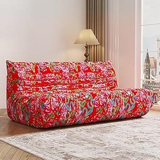 Bean Bag Chair, 3-Seater Bean Bag Chair, Upgraded Lazy Floor Sofa Couch for Adult, Large Fireside Beanbag Chair with High-Resilience Foam, Living Room, Apartment, Office,Bedroom(Flower, 3-Seater)