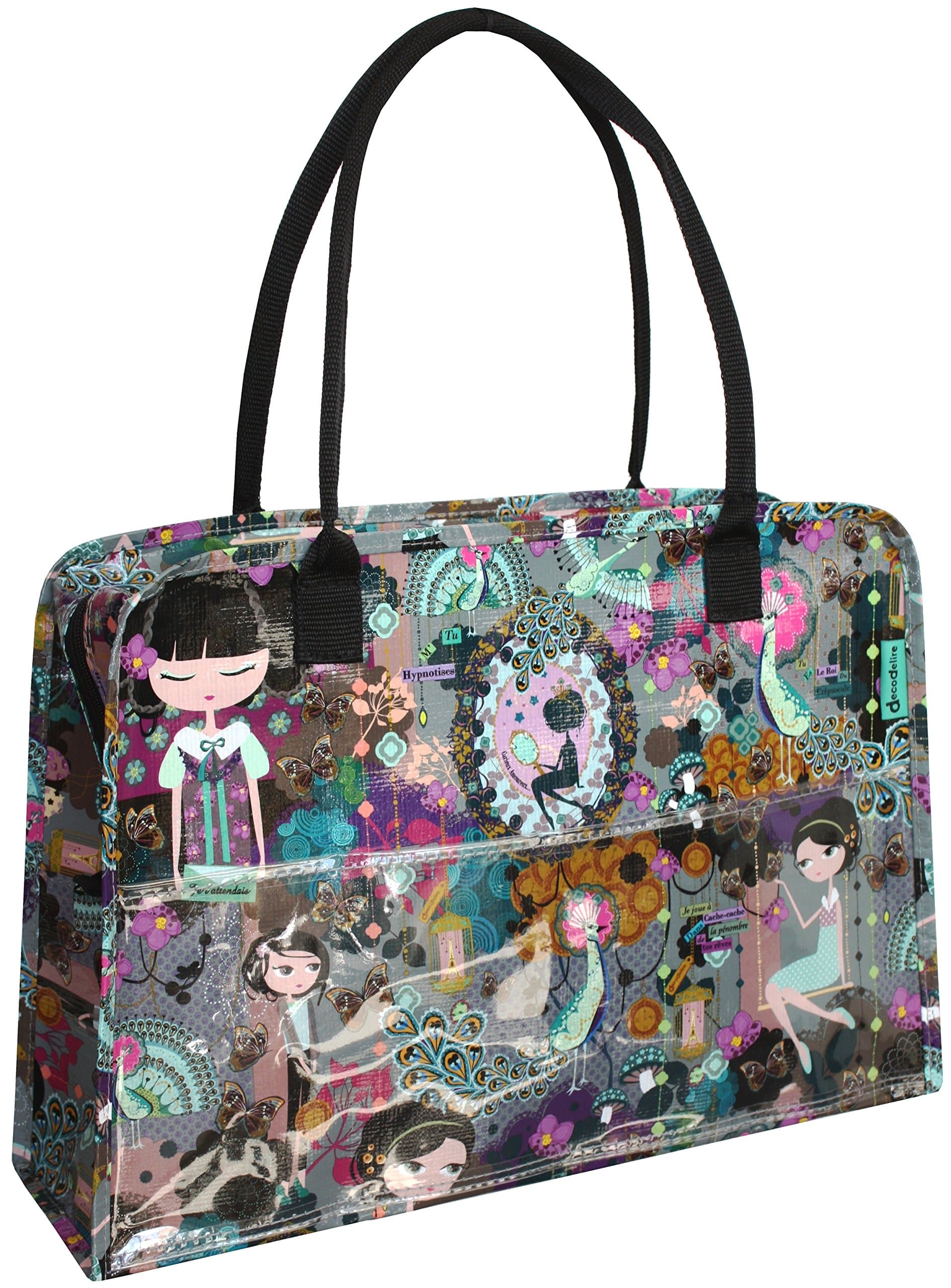 Womens Ladies Purple Multi Patterned Tote Bag