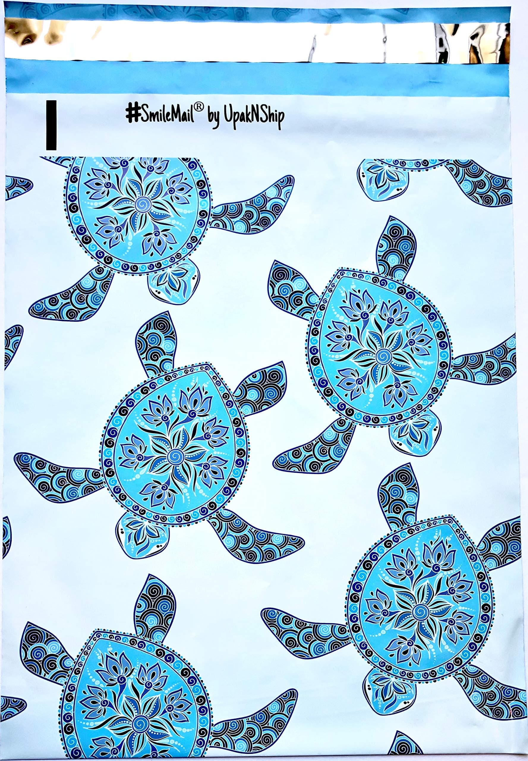 Blue Sea Turtle Designer Printed Poly Mailers Shipping Envelopes Self Sealing Boutique Custom Bags1