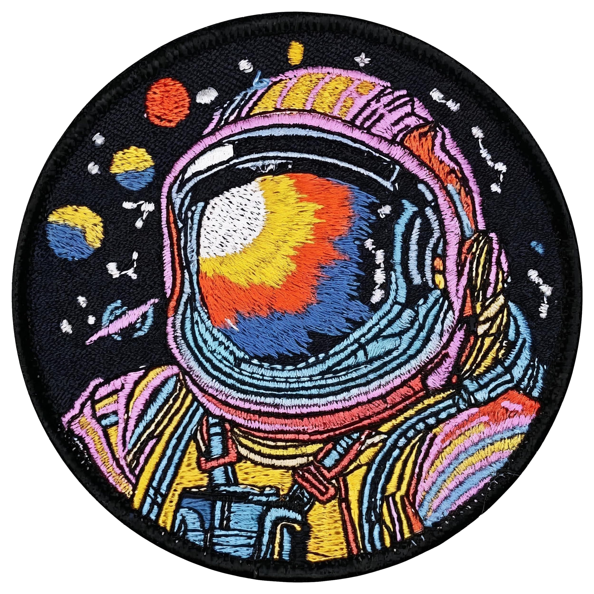 Spaceman Iron On Patch 3.5" | 1-Pack Embroidered Sew On Patches for Clothing, Jeans, Jackets, Backpacks, Hoodies - Galaxy Sci Fi Applique - Embroidery Patch for Tote Bags, Dresses