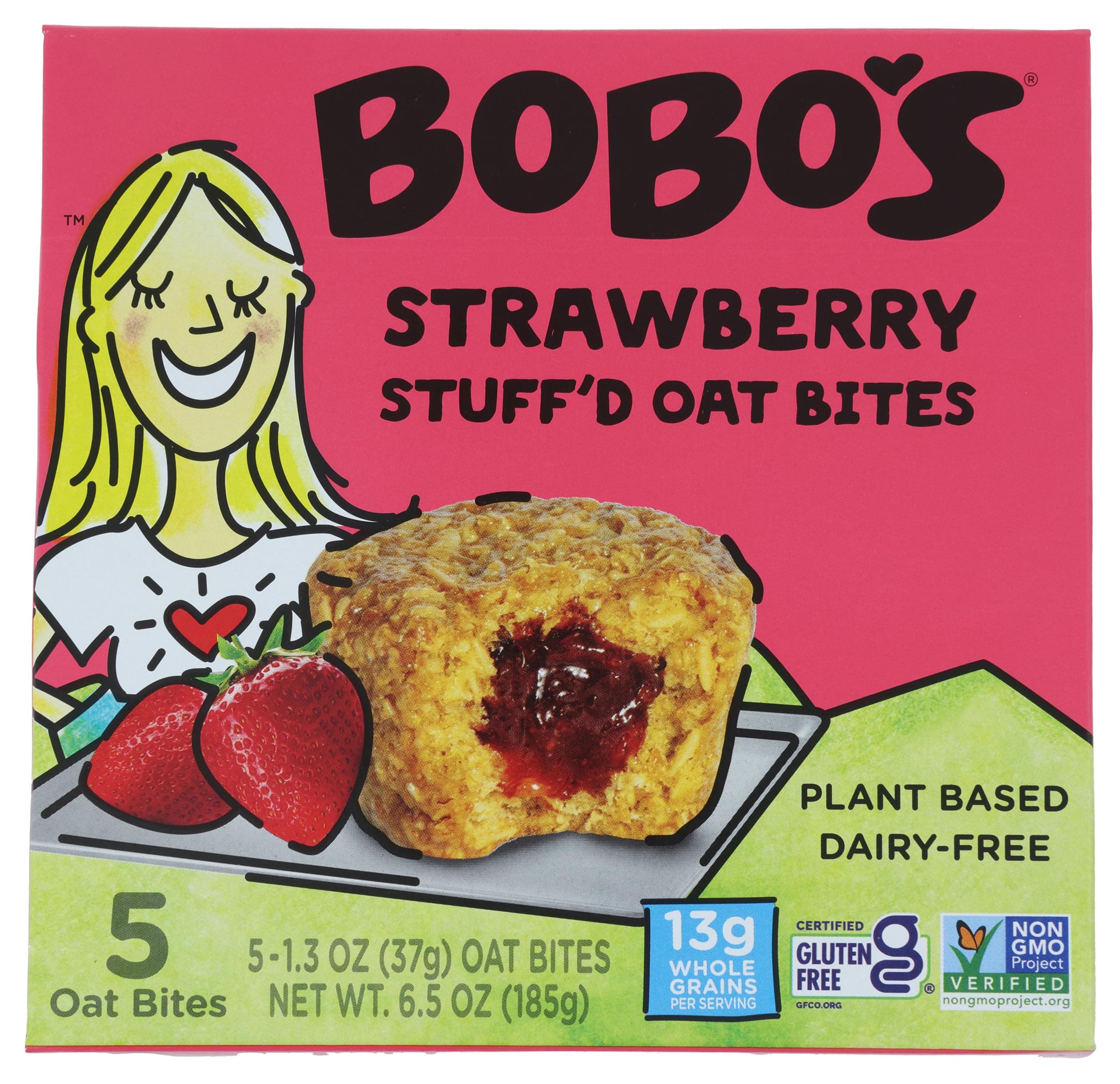 Bobos Oat Bars Bites Stuffed Strawberry 5Pc 6.5 OZ