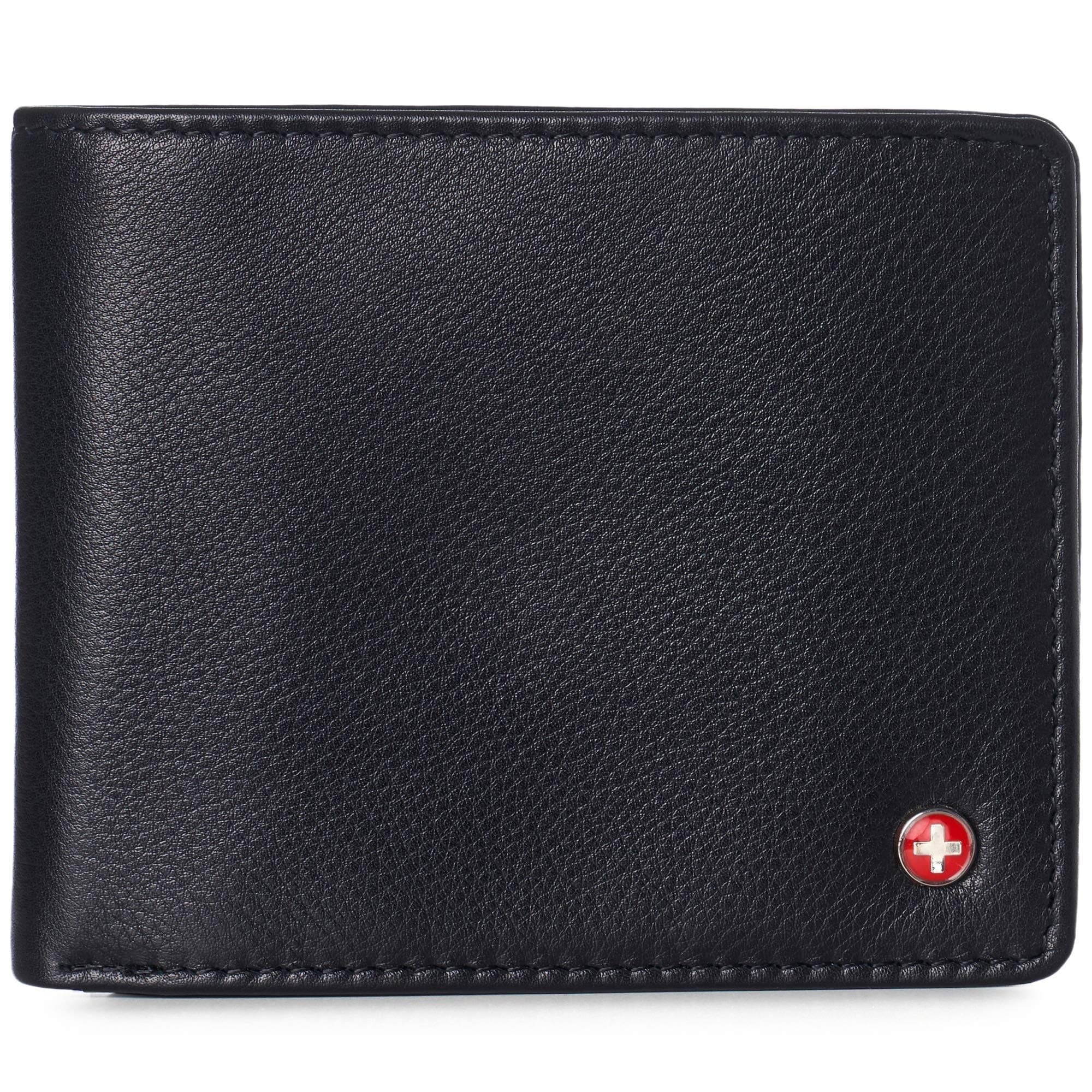 Men's Leather RFID Bifold Wallet 2 Id Windows Divided Bill Section York Collection Soft One Size Nappa Black