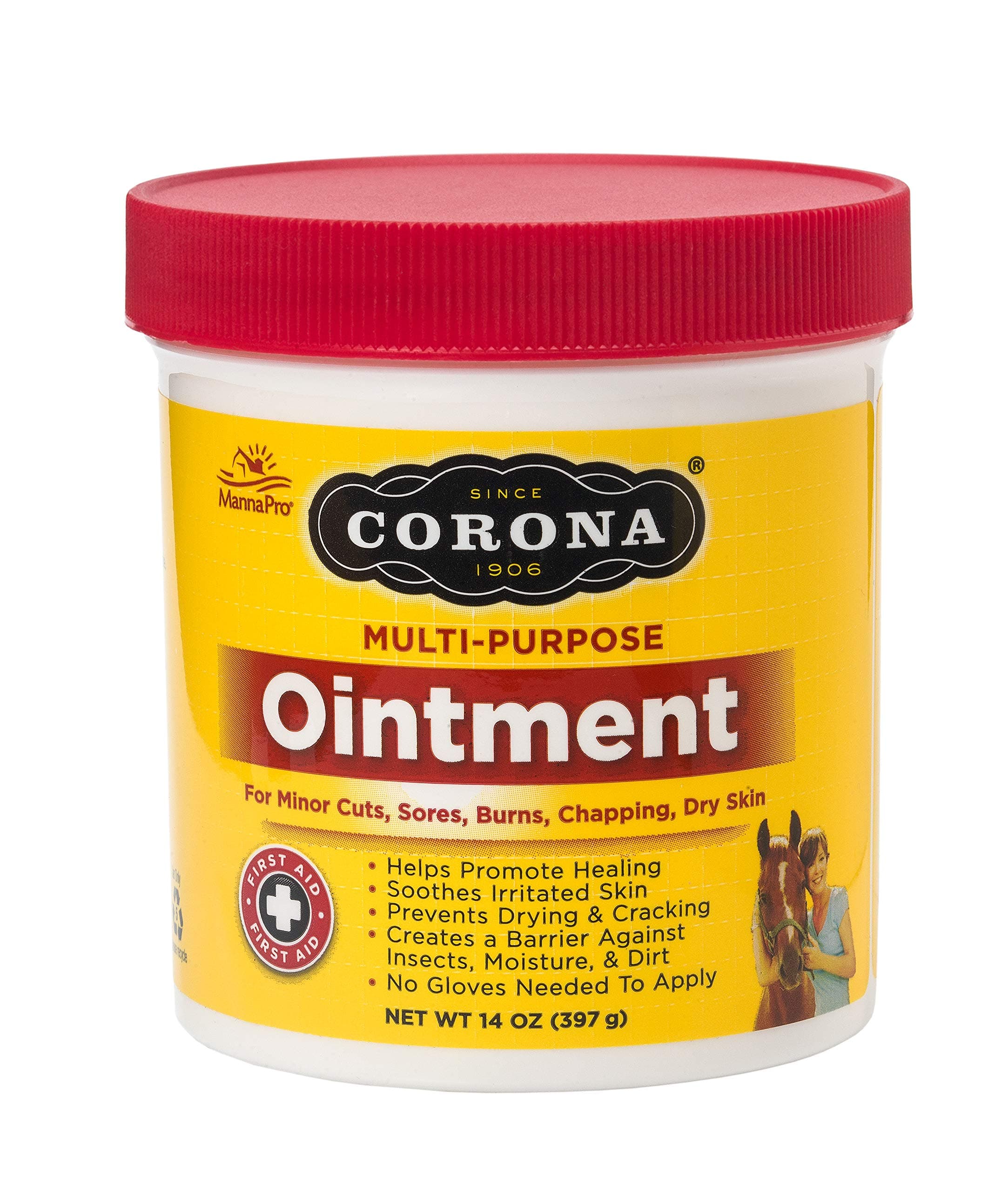 Manna Pro Corona Ointment for Horses | Lanolin-Based Formula Helps Sooth Irritation | 14 Ounces