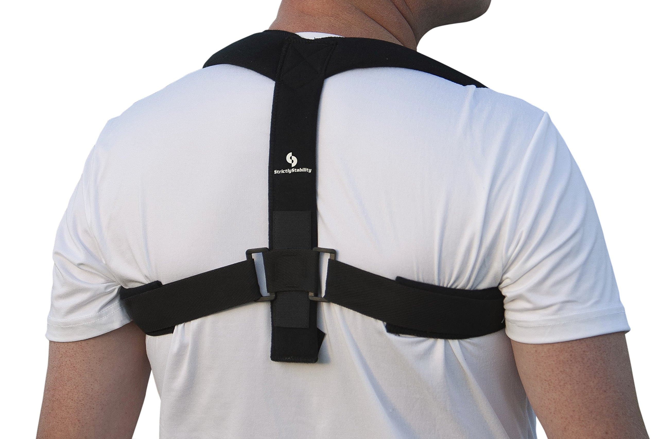 StrictlyStability Upper Back Posture Corrector Brace and Clavicle Support for Fractures, Sprains, and Shoulders (Small)