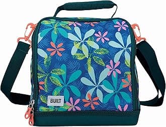 BuiltInsulated Lunch Bag with 'The Tropics' Design, Polyester, Teal/Blue, 18.5 x 24 x 26 cm