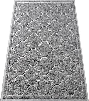 LuxStep Door Mat Large Indoor Outdoor Doormat, Non-Slip Low-Profile Design Front Door Welcome Mat for Entryway,Patio,Garage,High Traffic Areas,(Light Grey, 17"x30")