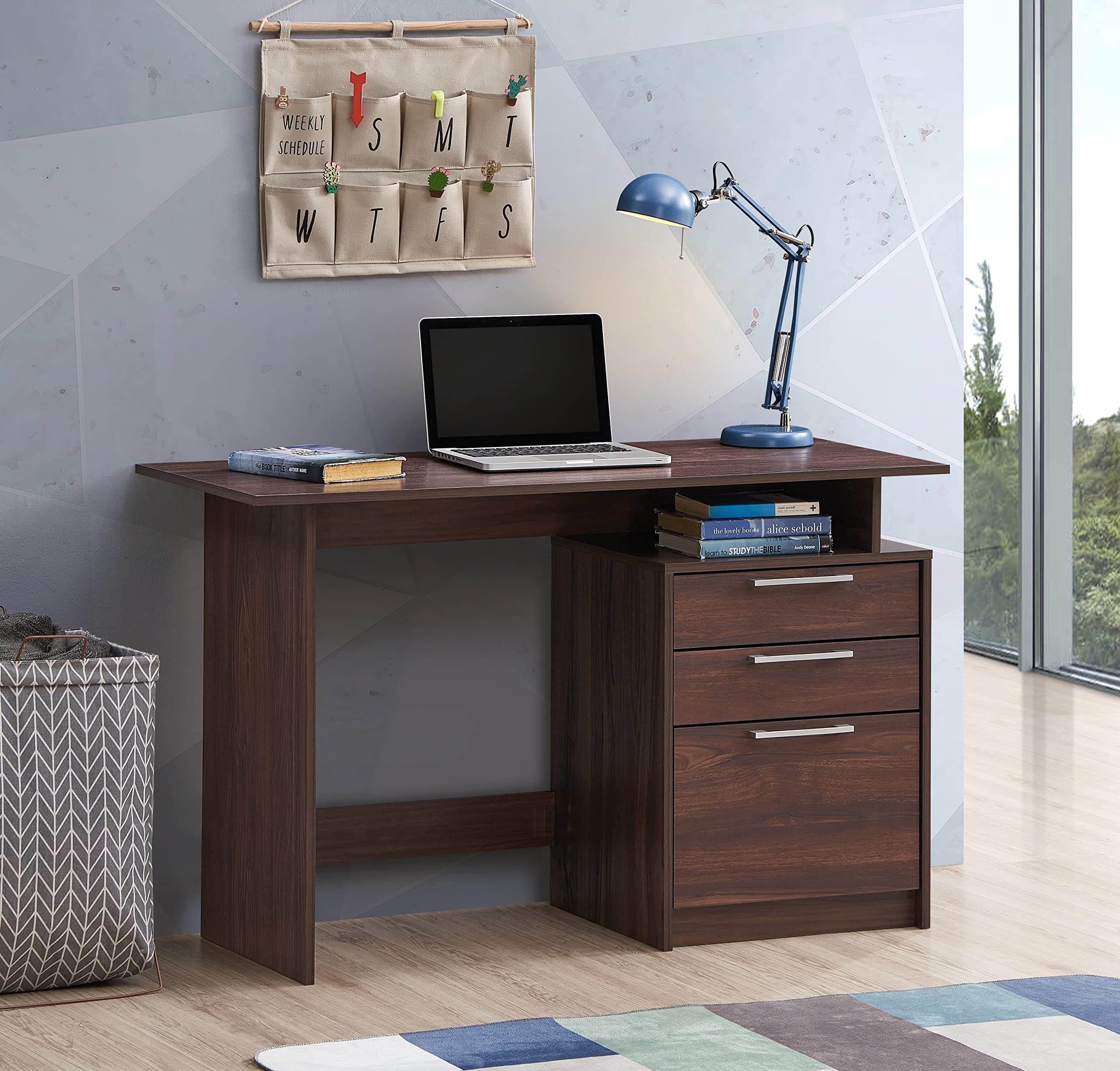 DeckUp Turrano Engineered Wood Study Table and Office Desk (Walnut, Matte Finish)