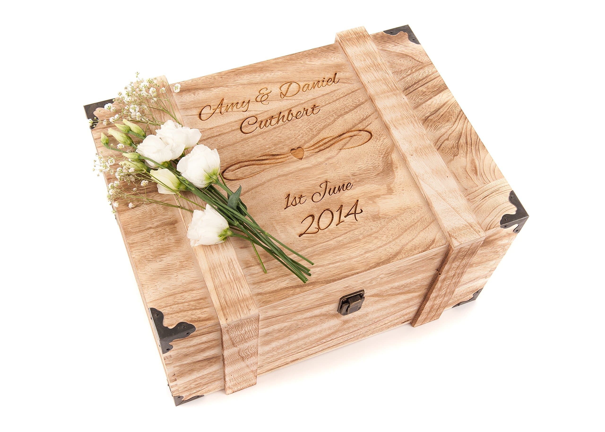 Personalised Keepsake Box Extra Large Personalised Memory Box for Wedding Baby Gift Baby Memory Boxes Present Crate Christening Bereavement Wooden Chest Cards Christening