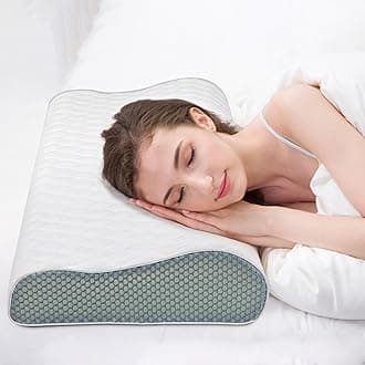 Memory Foam Pillow,Ergonomic Neck Support Pillow,Sleeping Pillow with Zip for Side Sleepers,Back Sleepers,Washable Pillow Case,60 x 35 cm