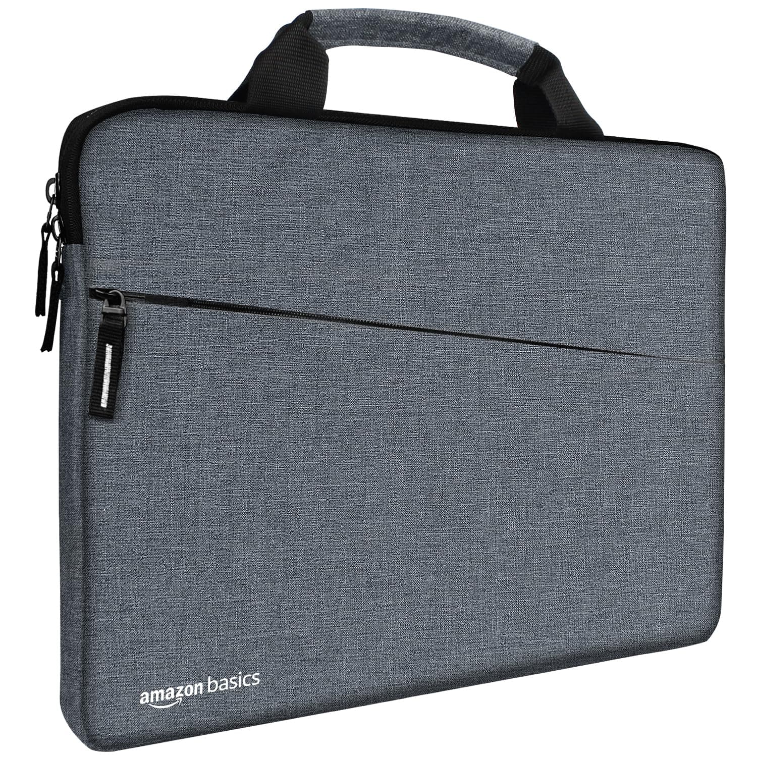 Amazon Basics Laptop Bag Sleeve Case Cover Pouch with Handle for Men & Women | 14.1 Inch Laptop with Padded Laptop Compartment | Zipper Closure | Water Repellent Nylon Fabric (Grey)