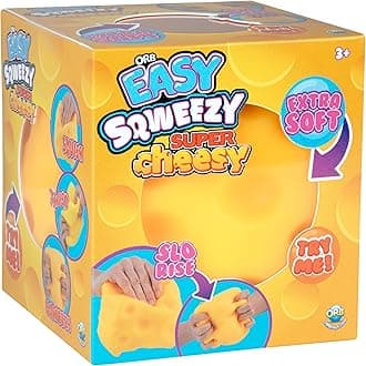 ORB Easy Sqweezy Super Cheesy - Squeeze This Big, Fun, Squishy, Slow Rising, Extra Soft Giant Block of Cheese for Stress Relief - Original Sensory / Fidget Novelty Toy and Gift for Kids and Adults