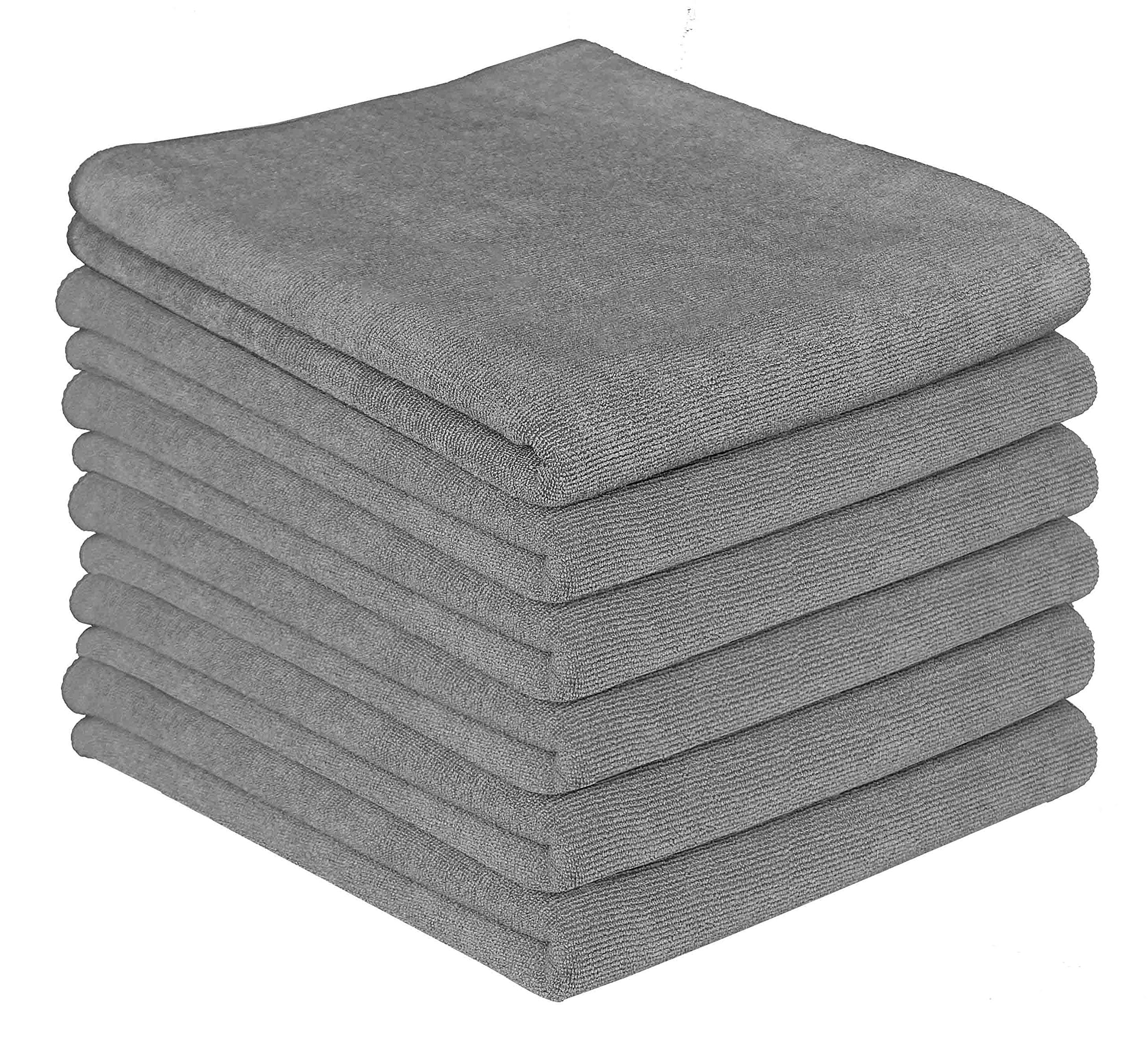 Microfiber Kitchen Towels - Highly Absorbent, Soft and Lint Free Dish Towels, 26x18 Inch, Pack of 6, Gray