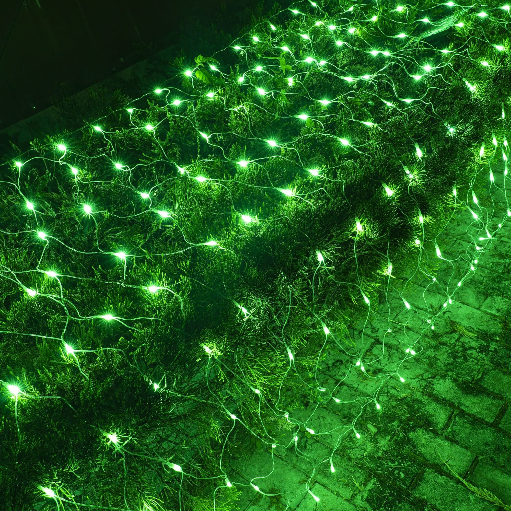 Dazzle BrightSt. Patrick's Day 200 LED Net Lights, 9.8 FT x 6.6 FT Connectable Mesh Lights with 8 Lighting Modes, Christmas Decorations for Indoor Outdoor Bush Yard Garden Decor (Green)