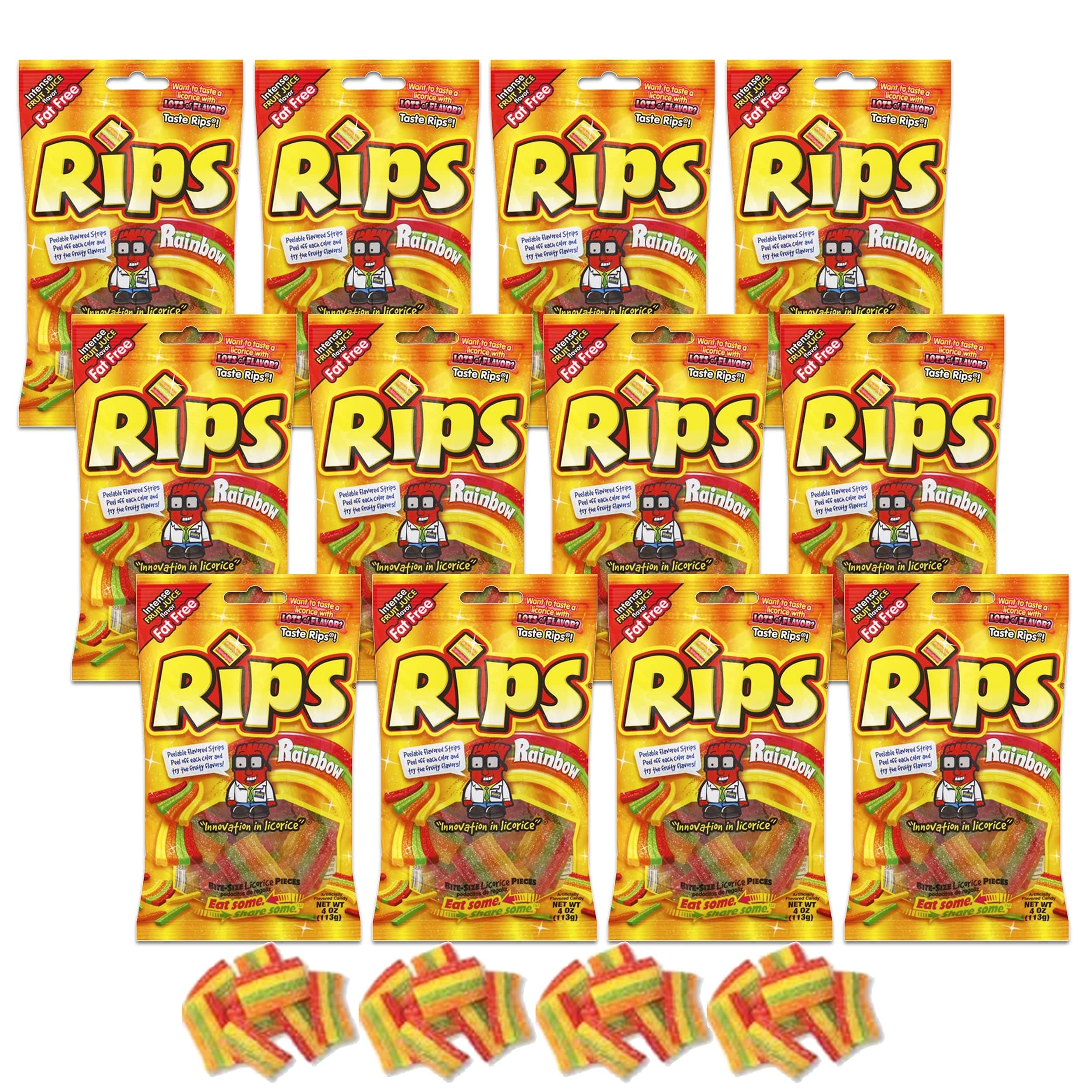 Rips Rainbow Bite Size Sugar Candy, 4 Ounce -- 12 per case.