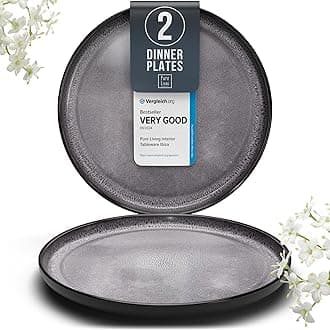 Stoneware Dinner Plates Set of 2, Large Dark Gray Tableware, Stylish & Durable, Dishwasher, Microwave & Scratch-Resistant