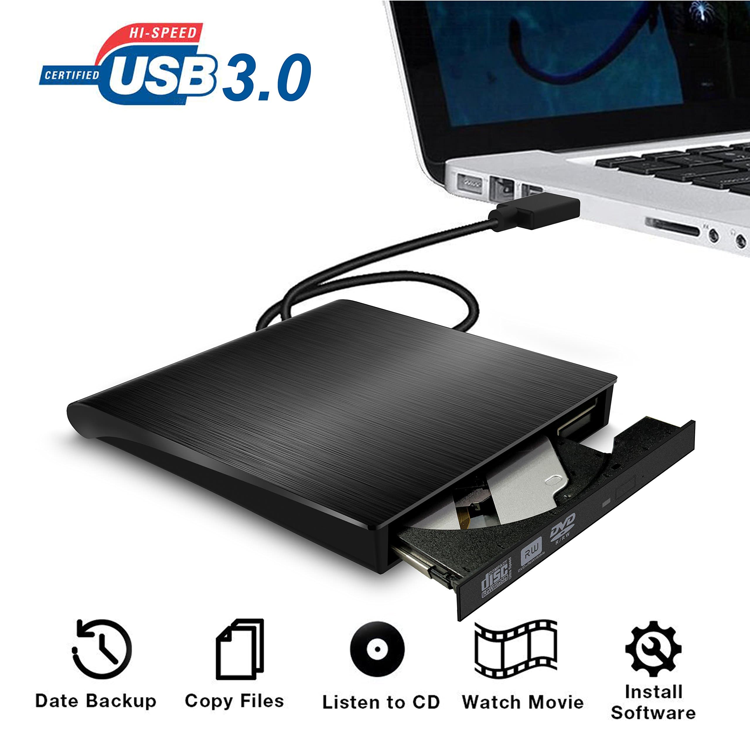 External DVD CD Drive USB 3.0,Valoin 2018 Latest Version Portable CD/DVD +/-RW Drive Slim DVD/CD ROM Rewriter Burner Superdrive for Laptop