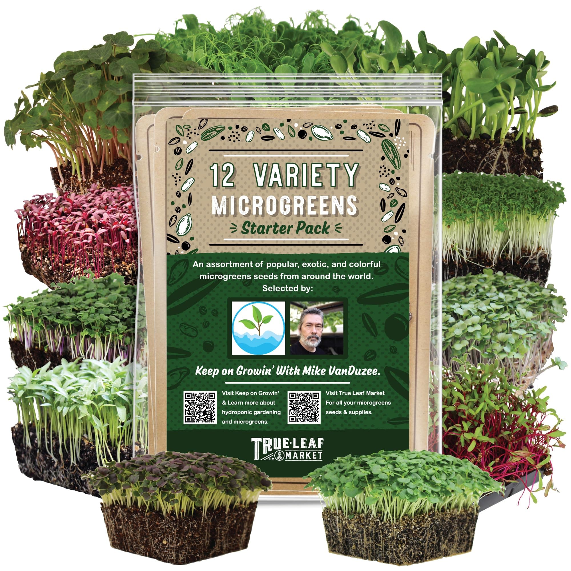 12 Variety Pack Microgreens Seeds Kit - Broccoli Seed for Sprouting Plus Purple Radish, Beet, Sunflower Microgreens, Peas, Shiso, Cilantro, Beet, Pak Choi, Korean Shiso, Cress & More