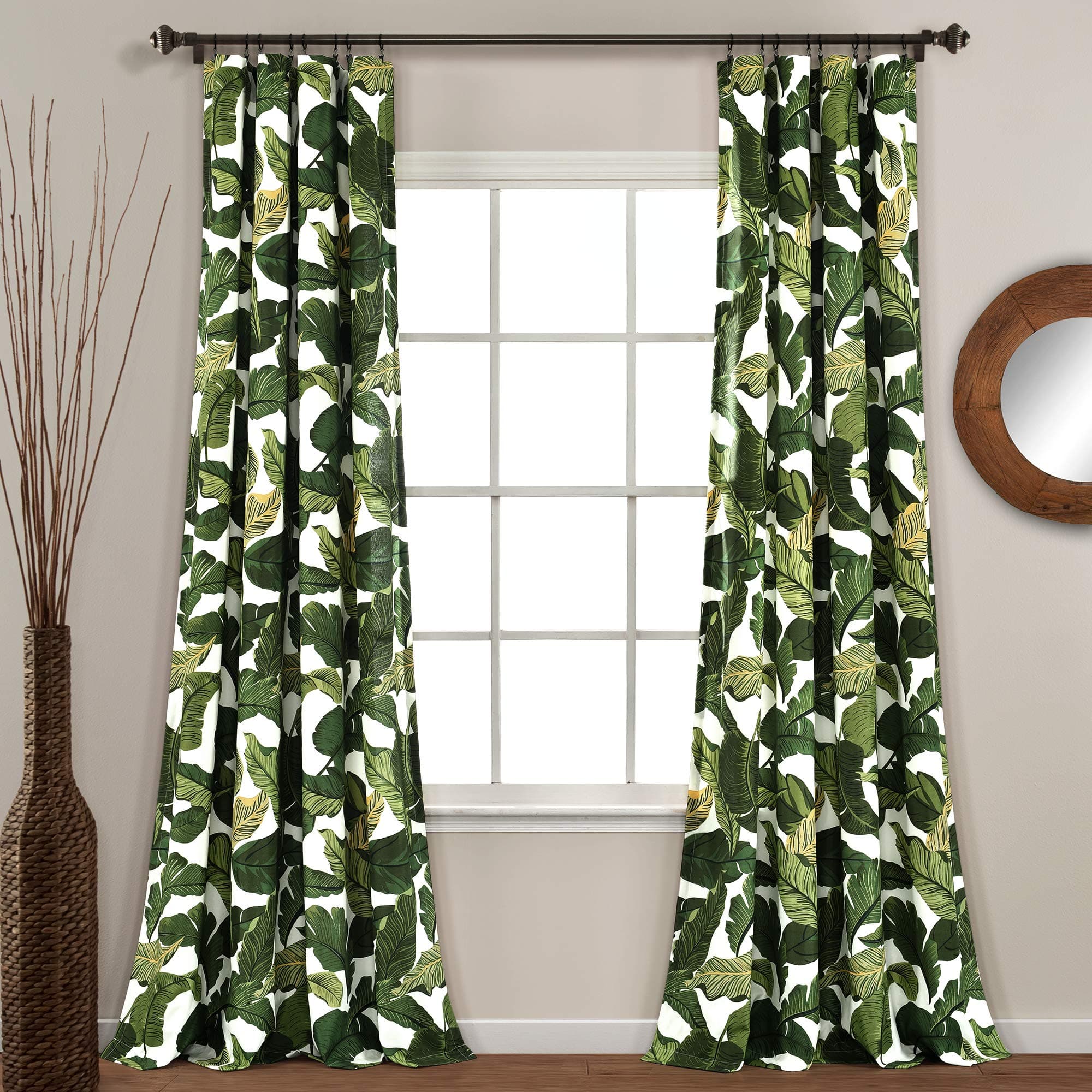 Lush DecorTropical Paradise Window Curtain Panel Pair, 108" L x 52" W, Green