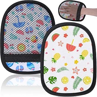 codree 2 Pcs Sand Wipe Off Mitts, Beach Theme Sand Remover for Beach, Beach Sand Remover Cleaner Mitts Bag, Beaches Travel Mitt for Outdoor Activities Volleyball Sandboxes