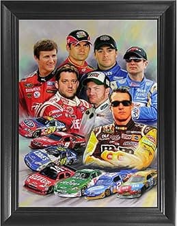 Racing Stars 3D Poster Wall Art Decor Framed Print | 14.5x18.5 | Lenticular Posters & Pictures | Memorabilia Gifts for Guys & Girls Bedroom | Kyle Busch, Dale Earnhardt Jr, Jeff Gordon Picture