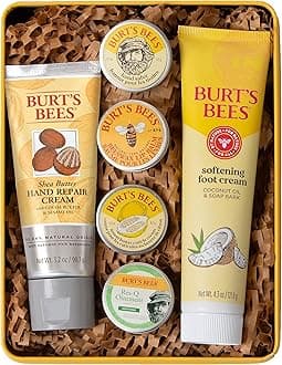 Burt's Bees Gifts Ideas - Classics Set, 6 Products in Giftable Tin – Cuticle Cream, Hand Salve, Lip Balm, Res-Q Ointment, Hand Repair and Foot Cream