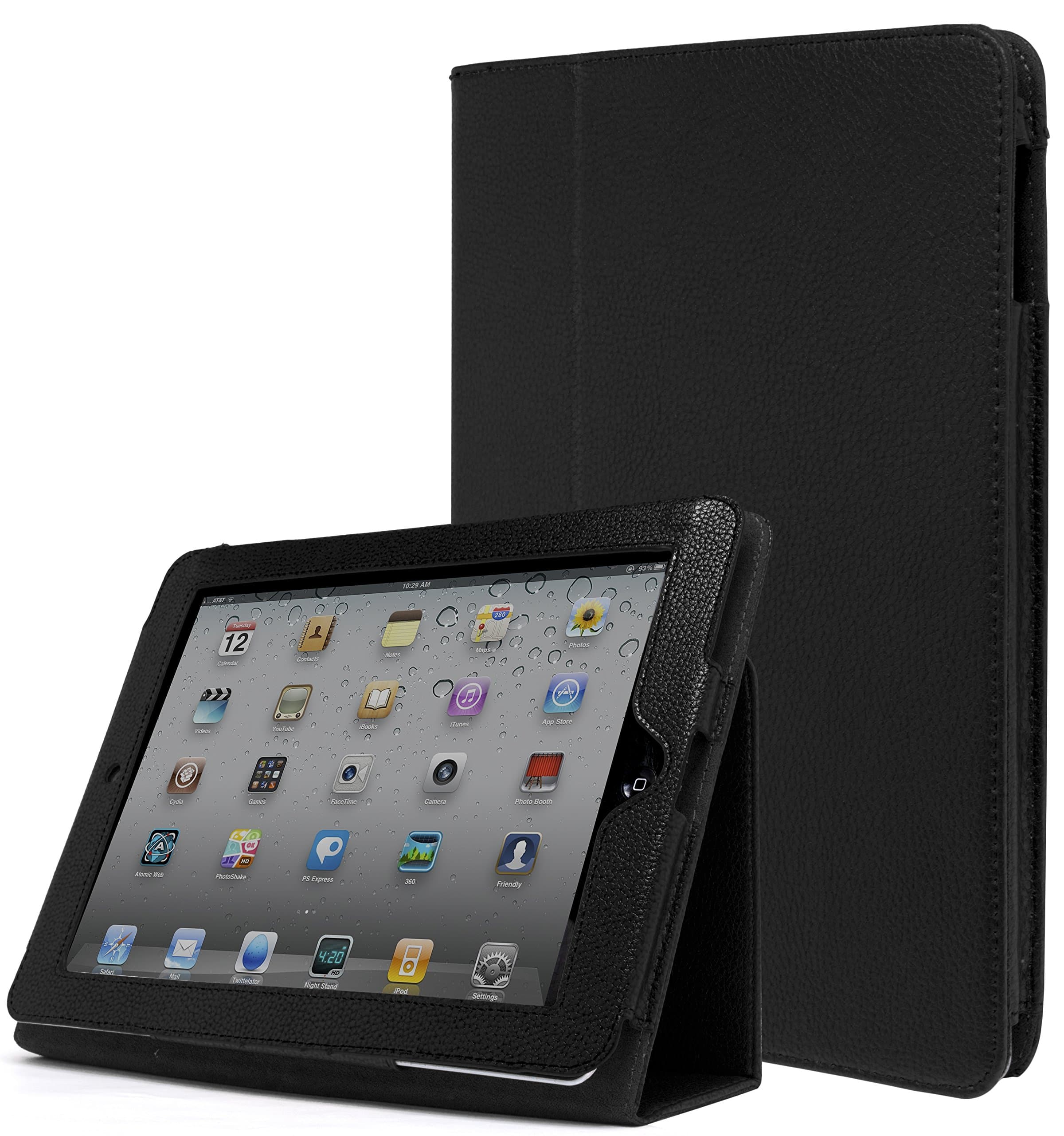 iPad 1 Case, Bastex Folio Synthetic Leather Case Cover with Built-in Stand for Apple iPad 1 1st Generation - Black